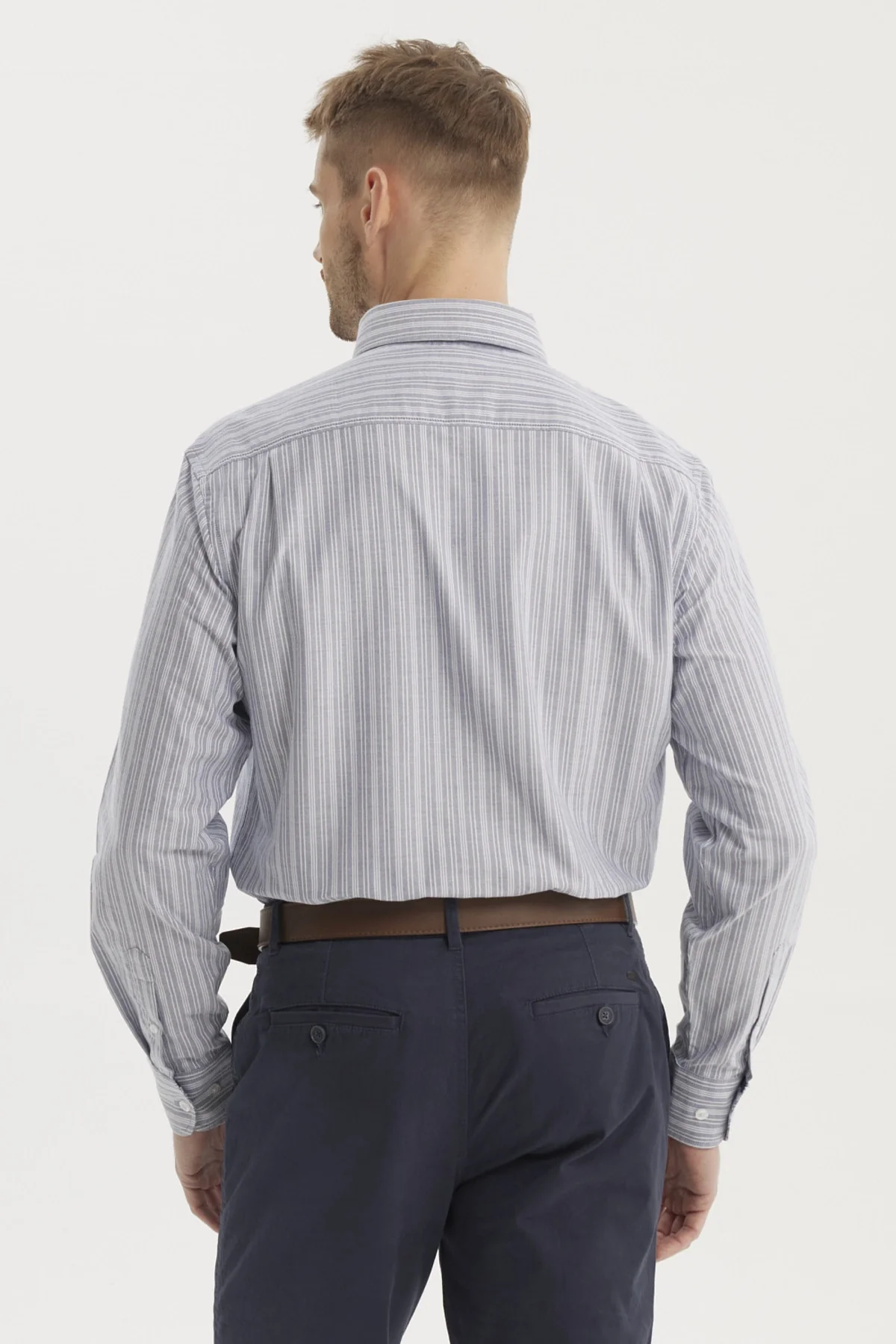 Camisa Hombre Rayas Premium Azul - Image 3