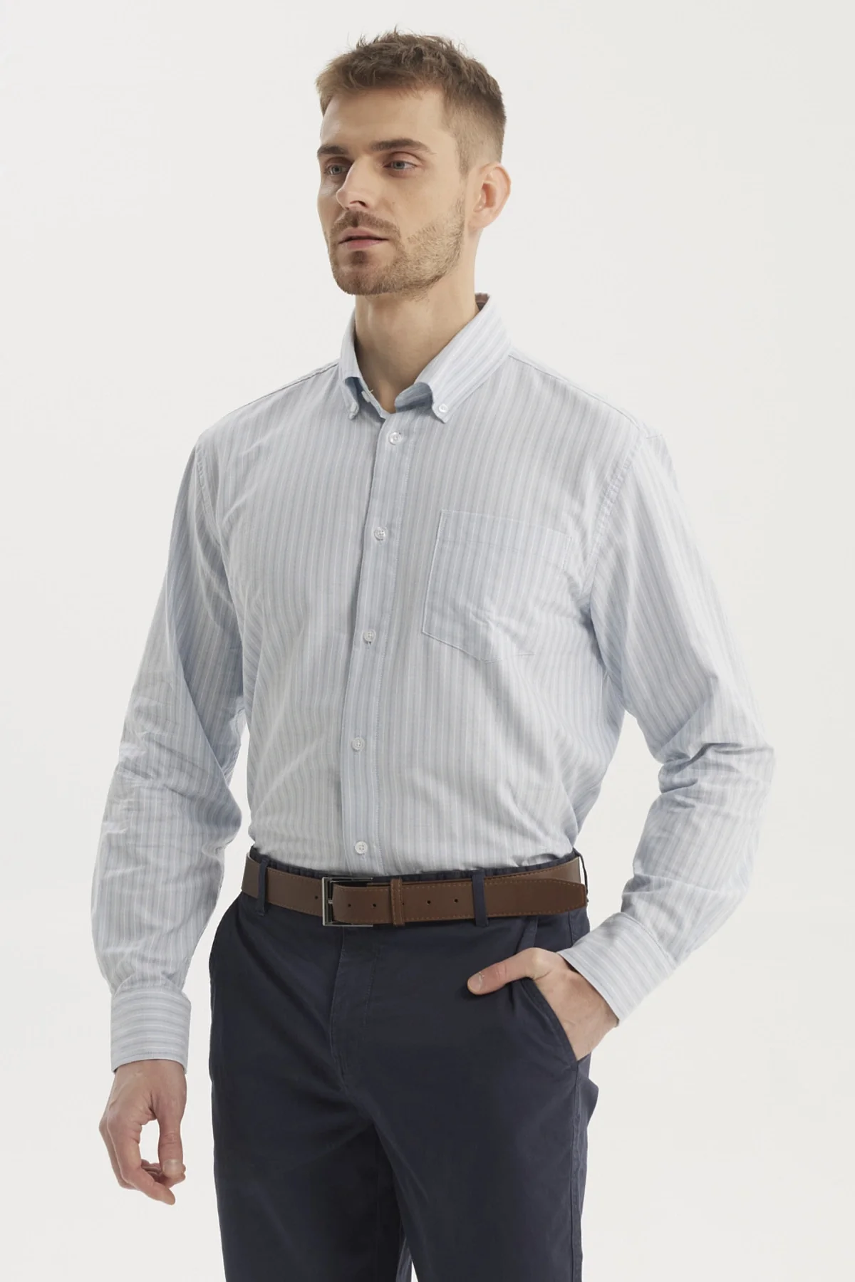 Camisa Hombre Rayas Premium Verde Claro - Image 2