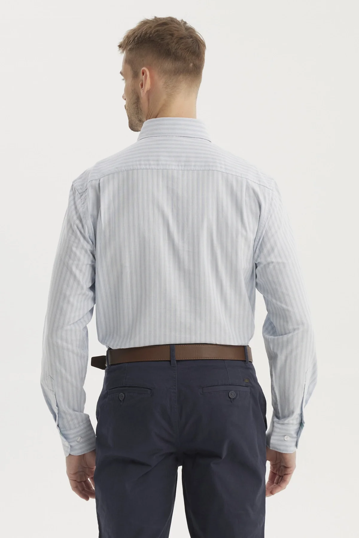 Camisa Hombre Rayas Premium Verde Claro - Image 3