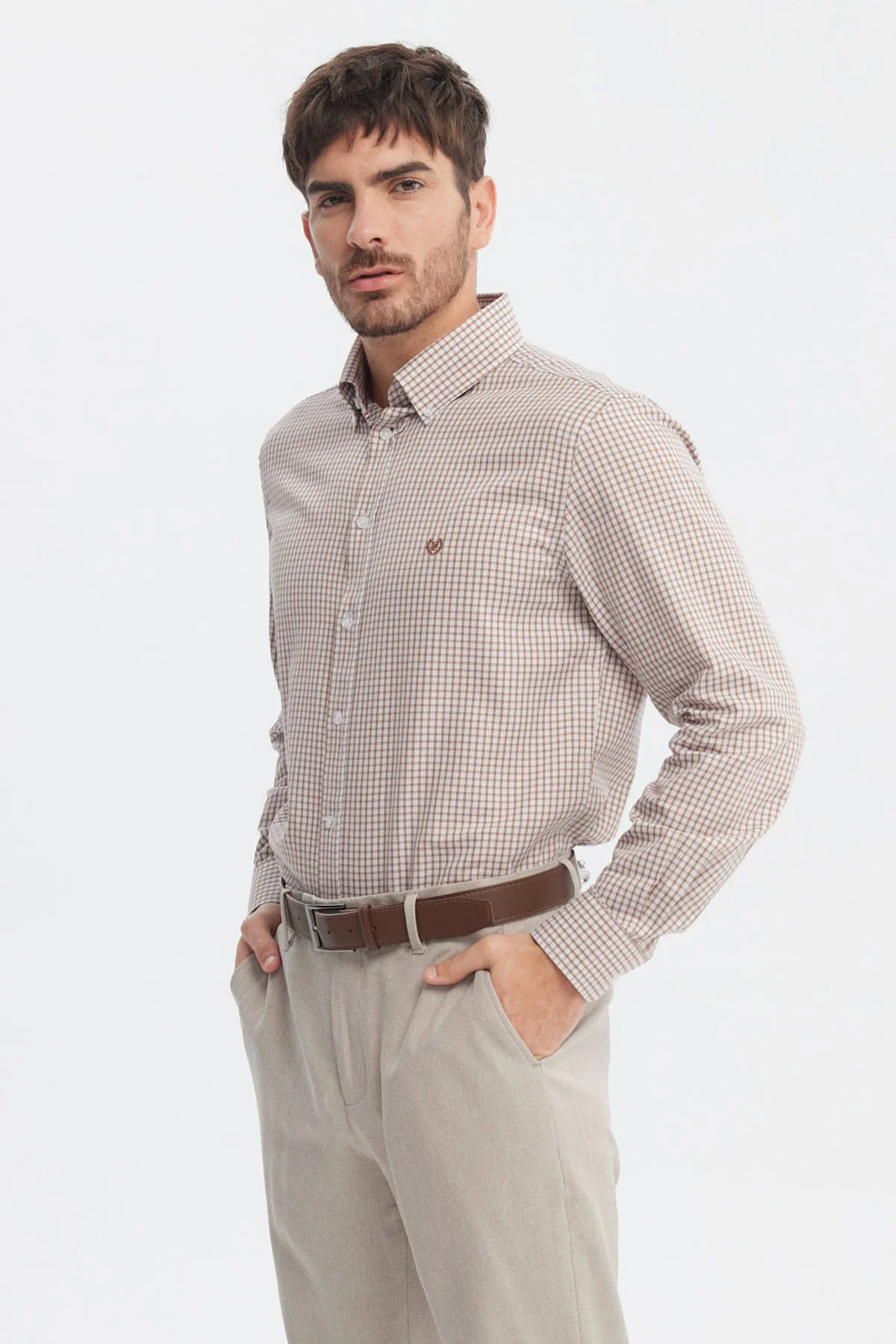 Camisa Hombre Slim Beige - Image 2