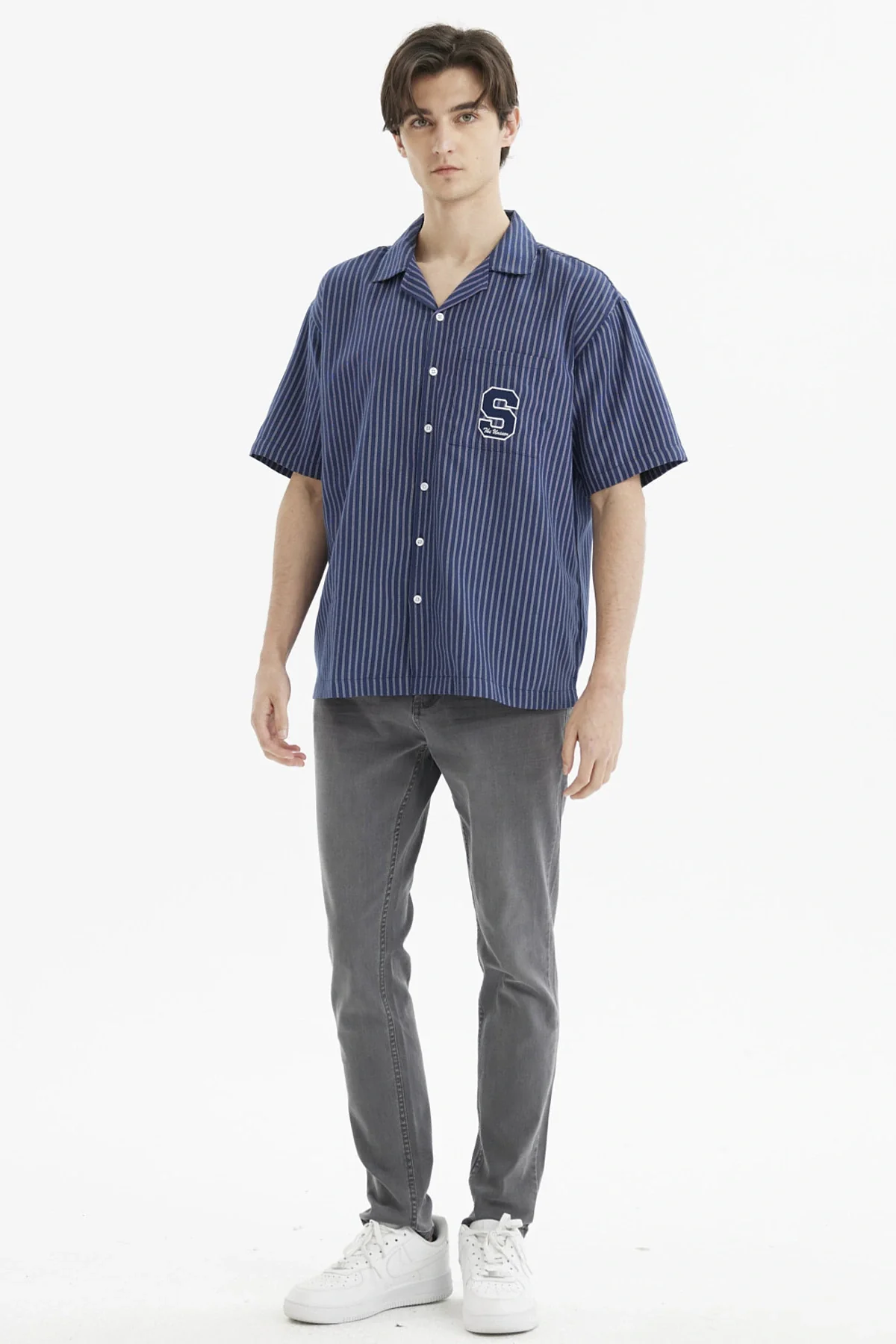 Camisa Hombre Slim Cuello Camisero Azul - Image 4
