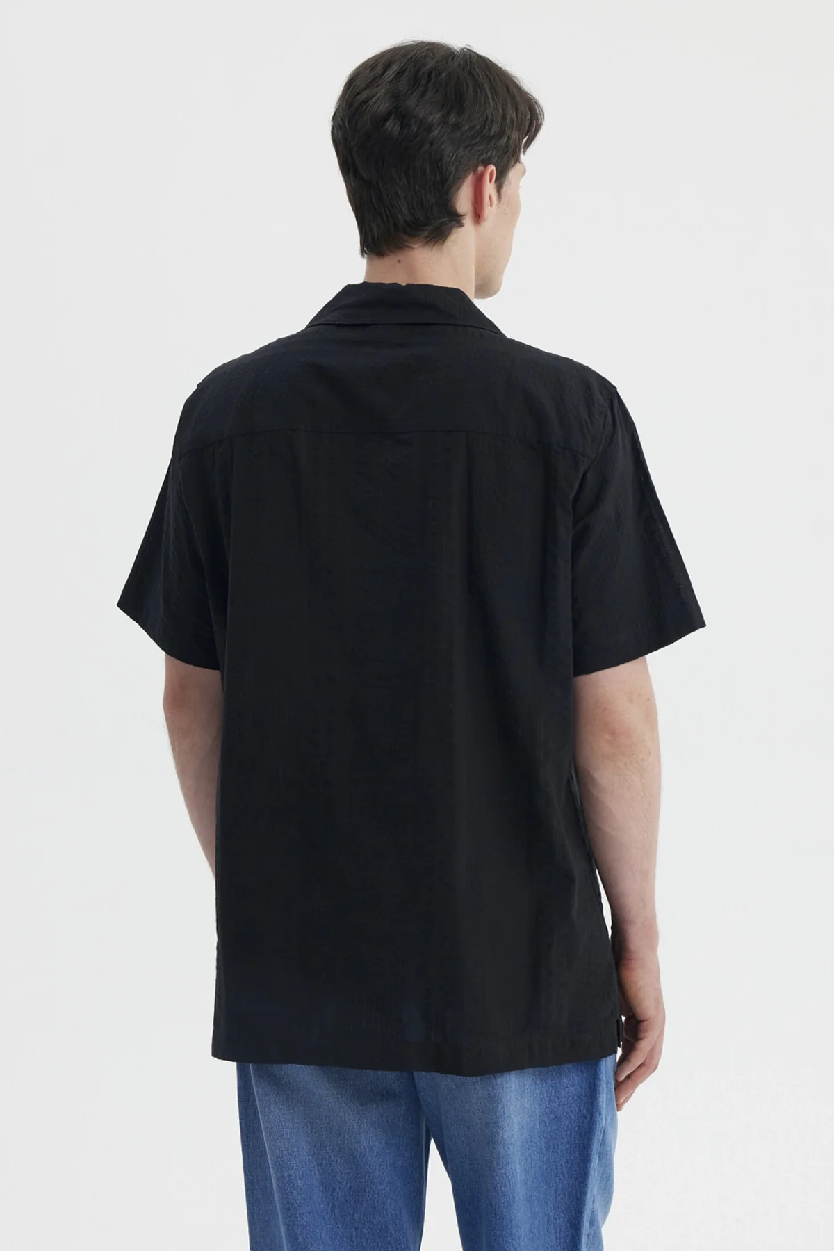 Camisa Hombre Slim Cuello Camisero Negro - Image 3
