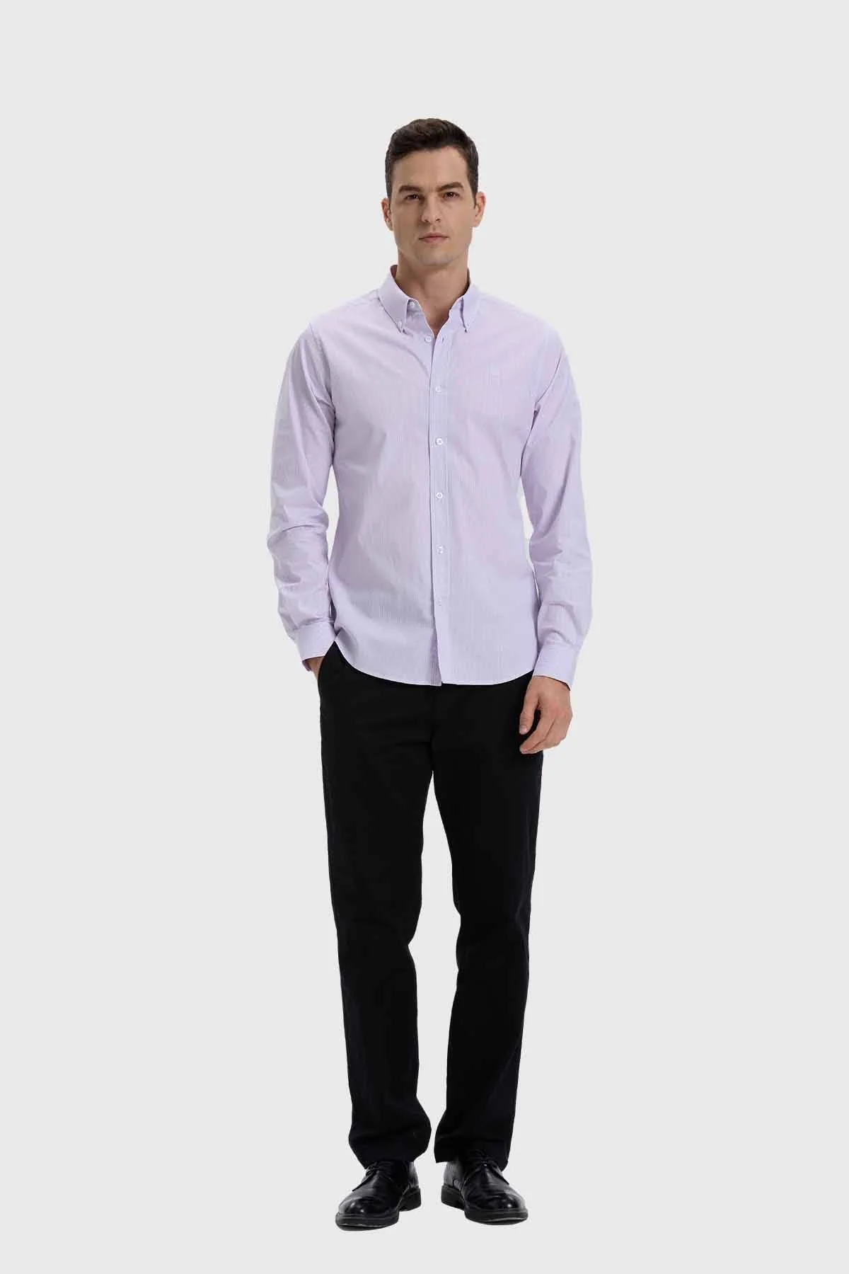 Camisa Hombre Slim Fit Rayas Lila - Image 4
