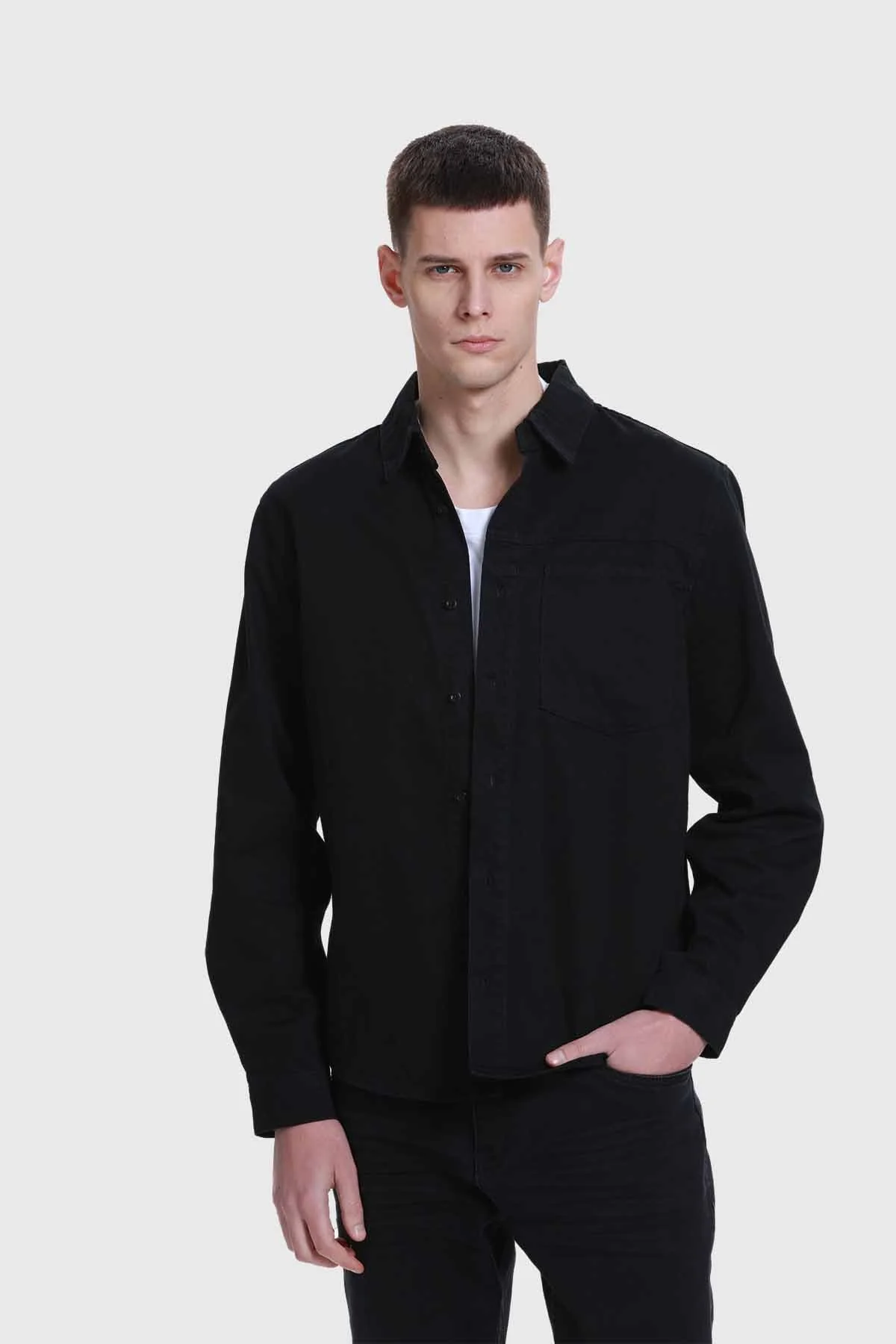 Camisa Hombre Sobrecamisa Con Bolsillo Gris - Image 2