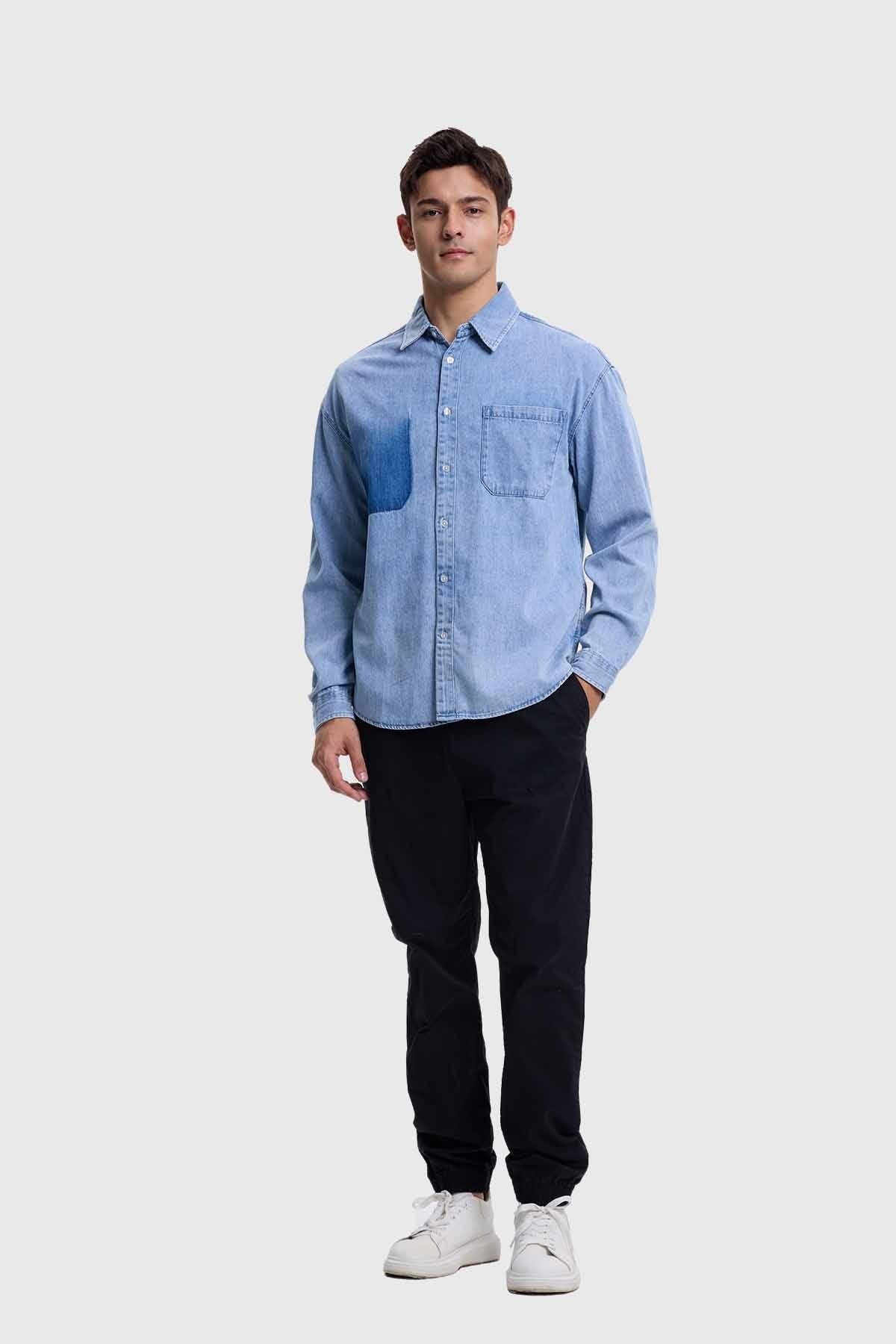 Camisa Hombre Sobrecamisa Denim Azul - Image 4