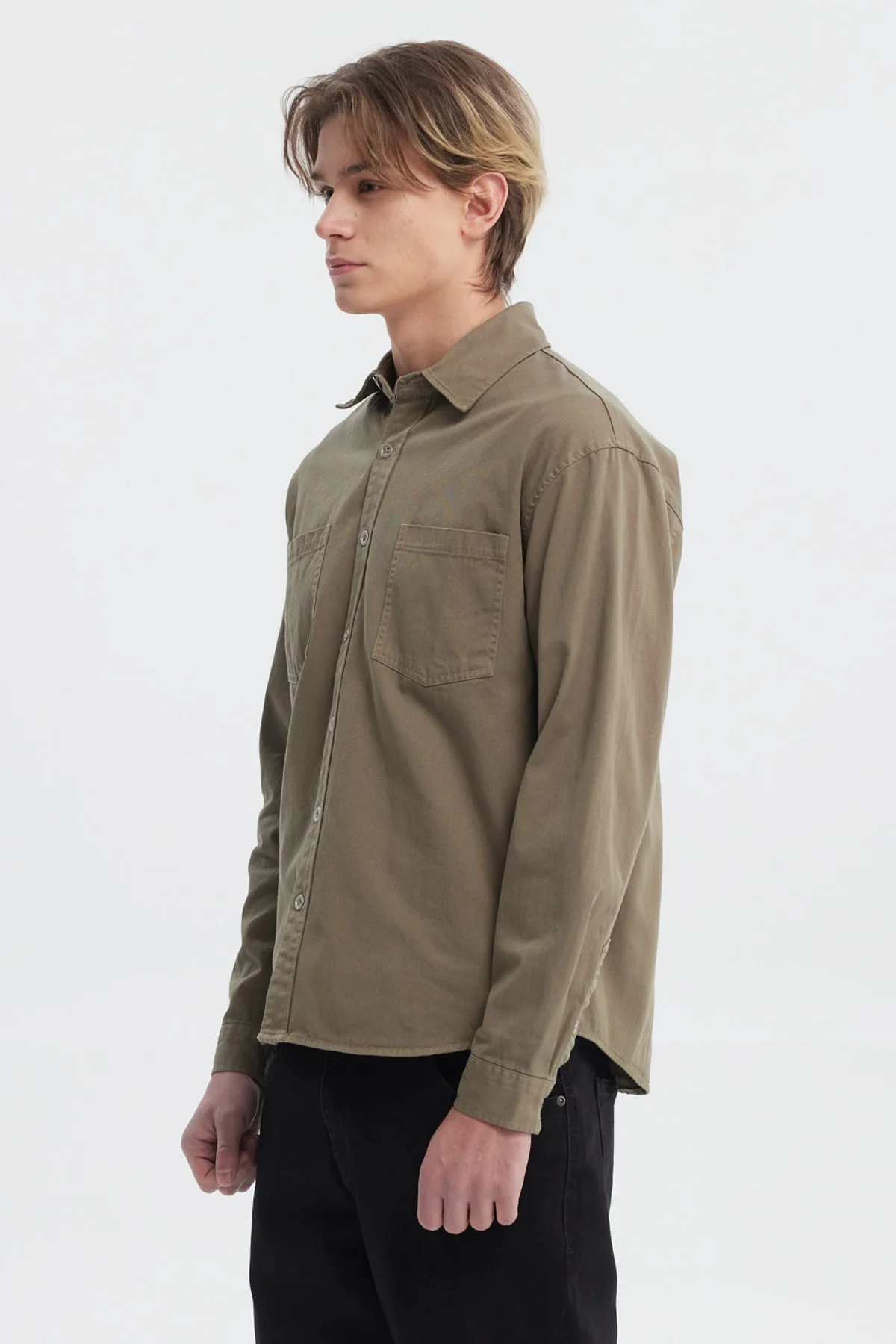 Camisa Hombre Sobrecamisa Verde Militar - Image 2