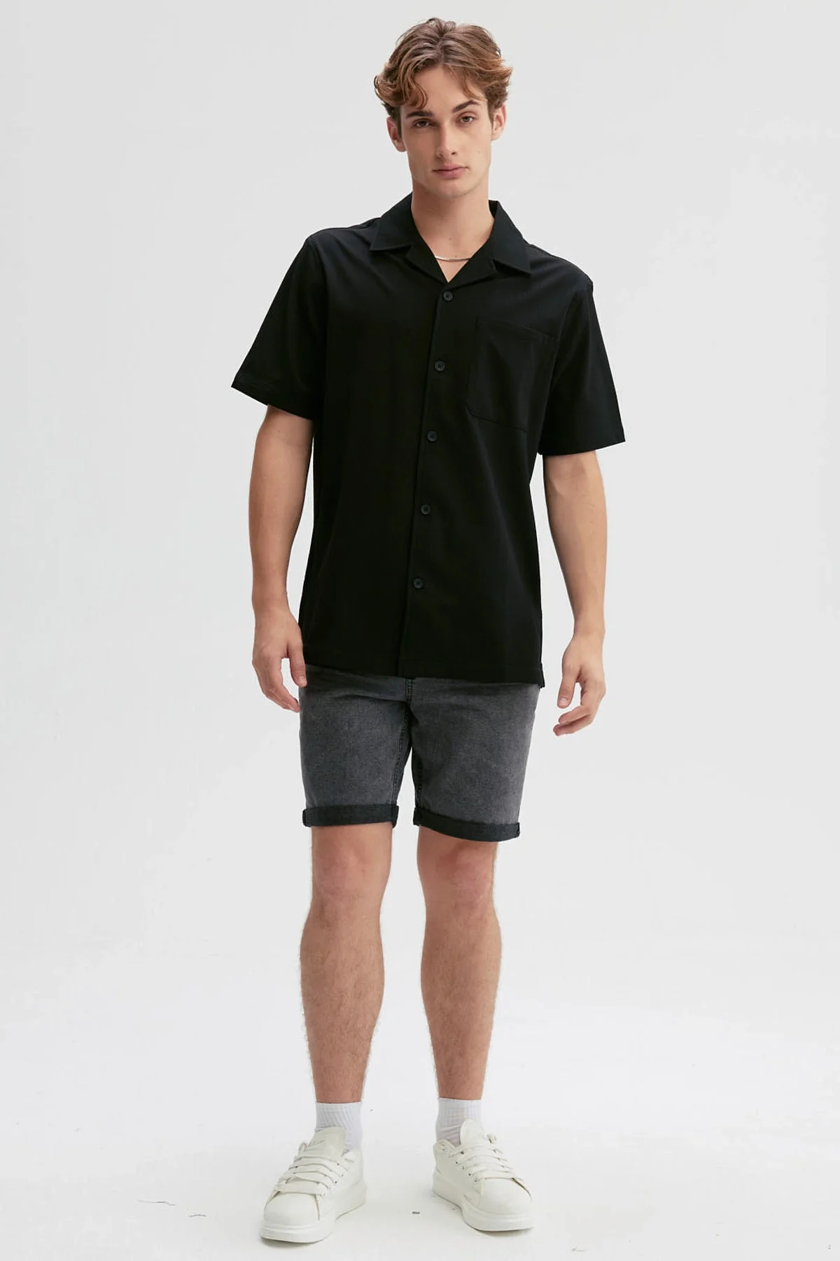 Camisa Hombre Textura Guayabera Negro - Image 4