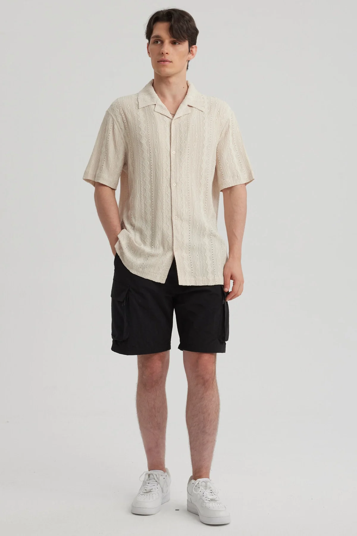 Camisa Hombre Transparente Beige - Image 4