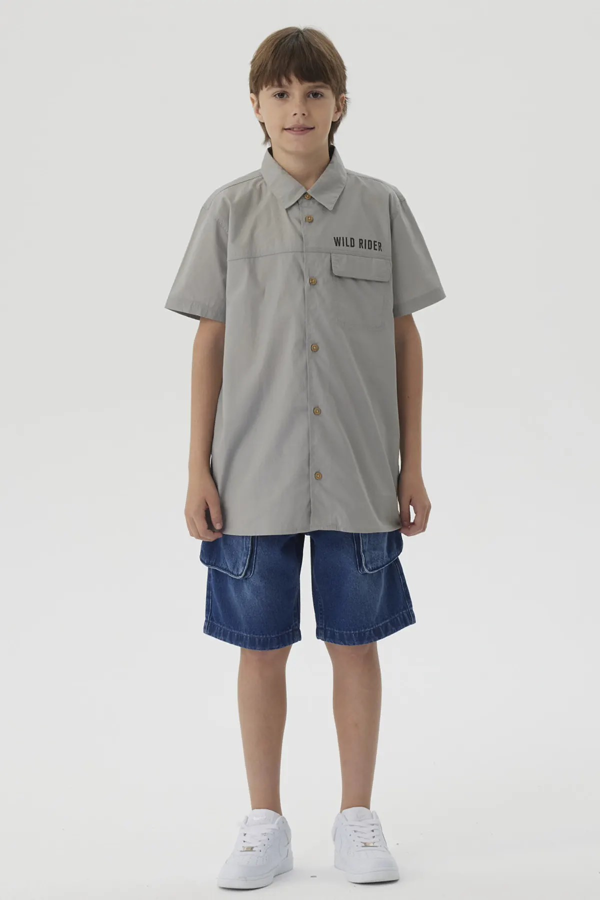 Camisa Niño Print Popelina Gris - Image 4