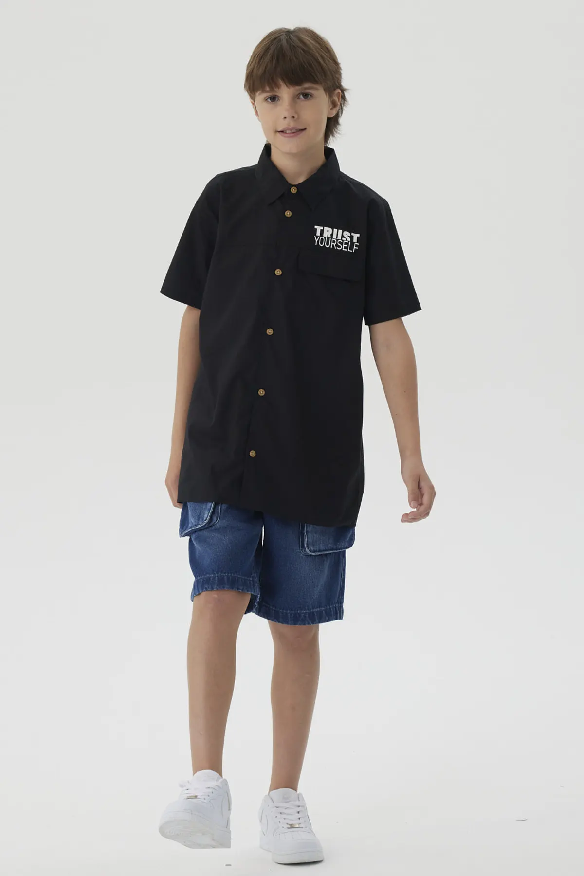Camisa Niño Print Popelina Negro - Image 4