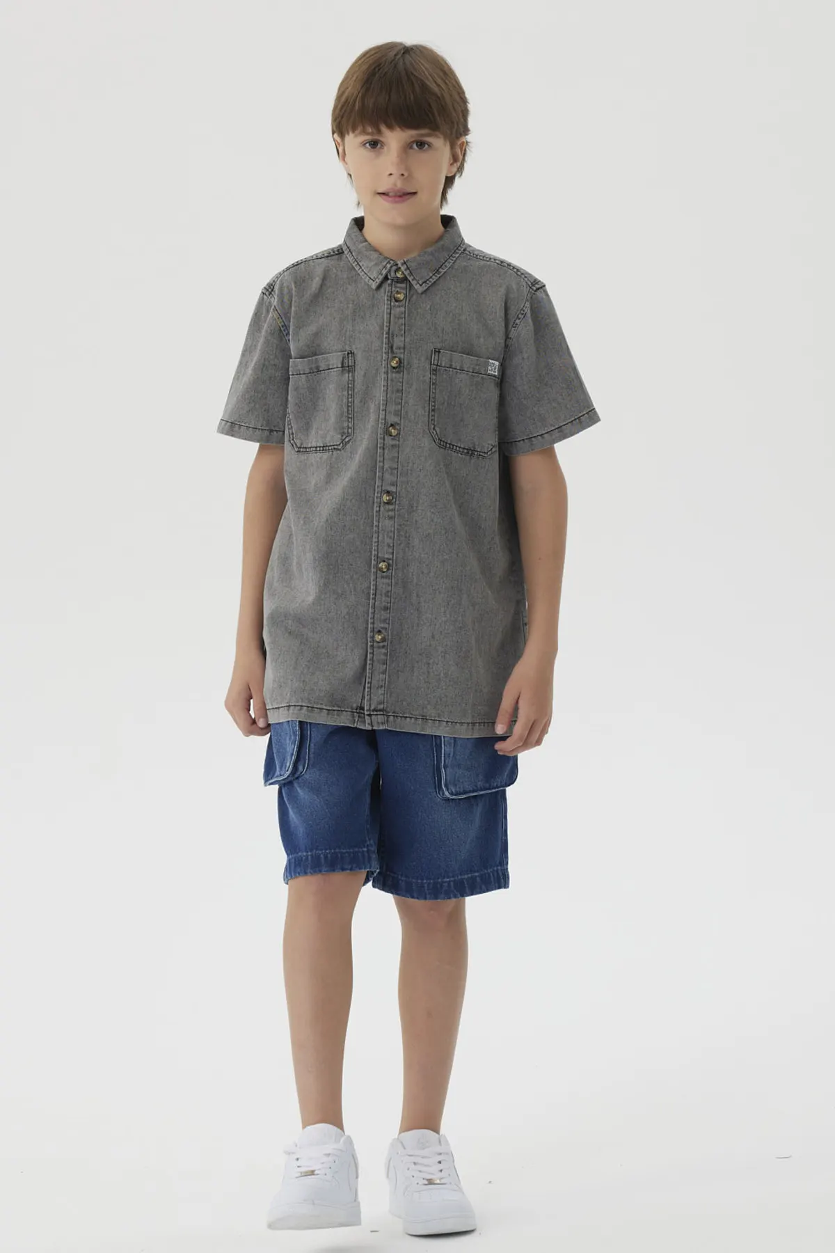 Camisa Niño Teen Denim Gris - Image 4