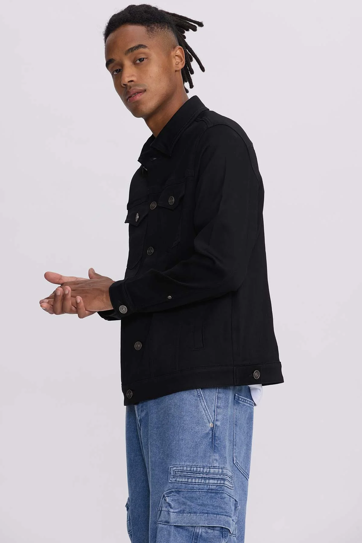 Chaqueta Hombre Denim Clásico Negro - Image 3