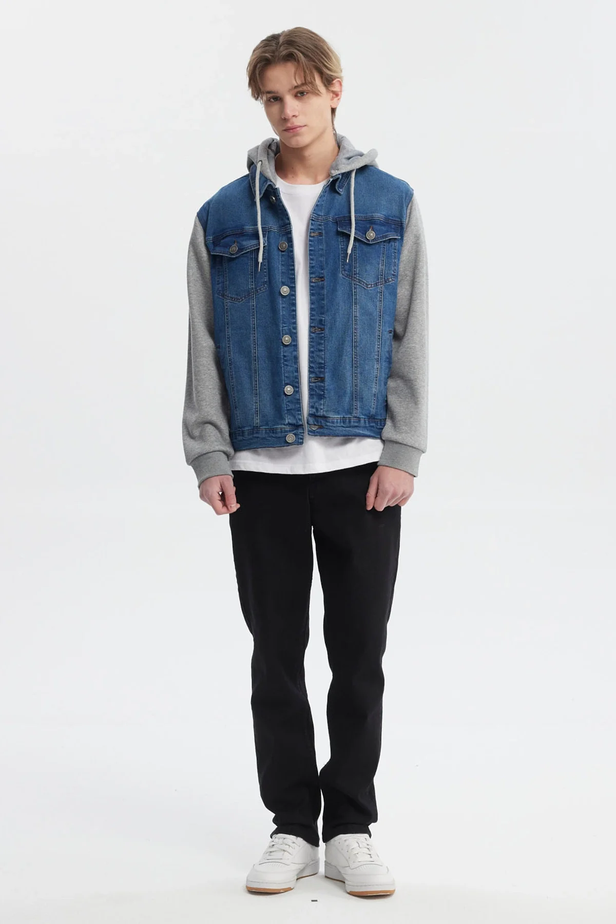Chaqueta Hombre Denim Con Gorro Azul Claro - Image 4