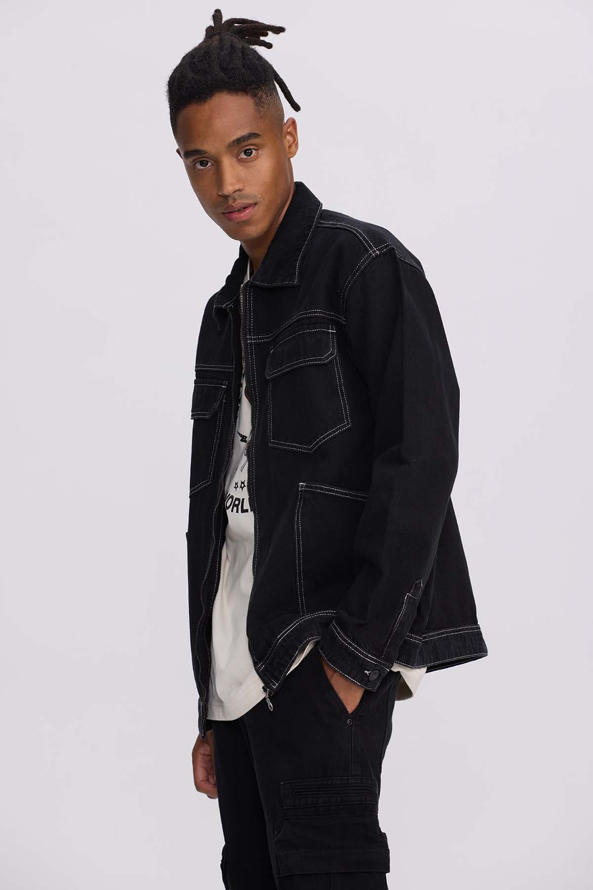 Chaqueta Hombre Doble Bolsillo Negro - Image 2