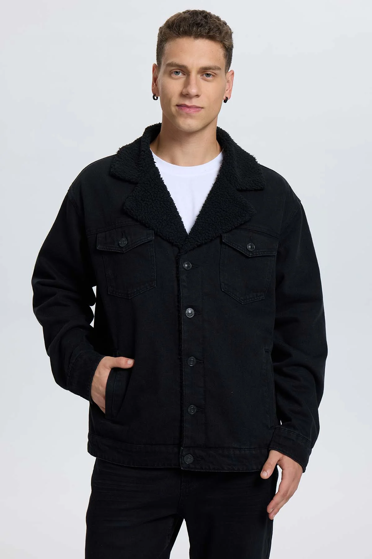 Chaqueta Hombre Mezclilla Negro - Image 2