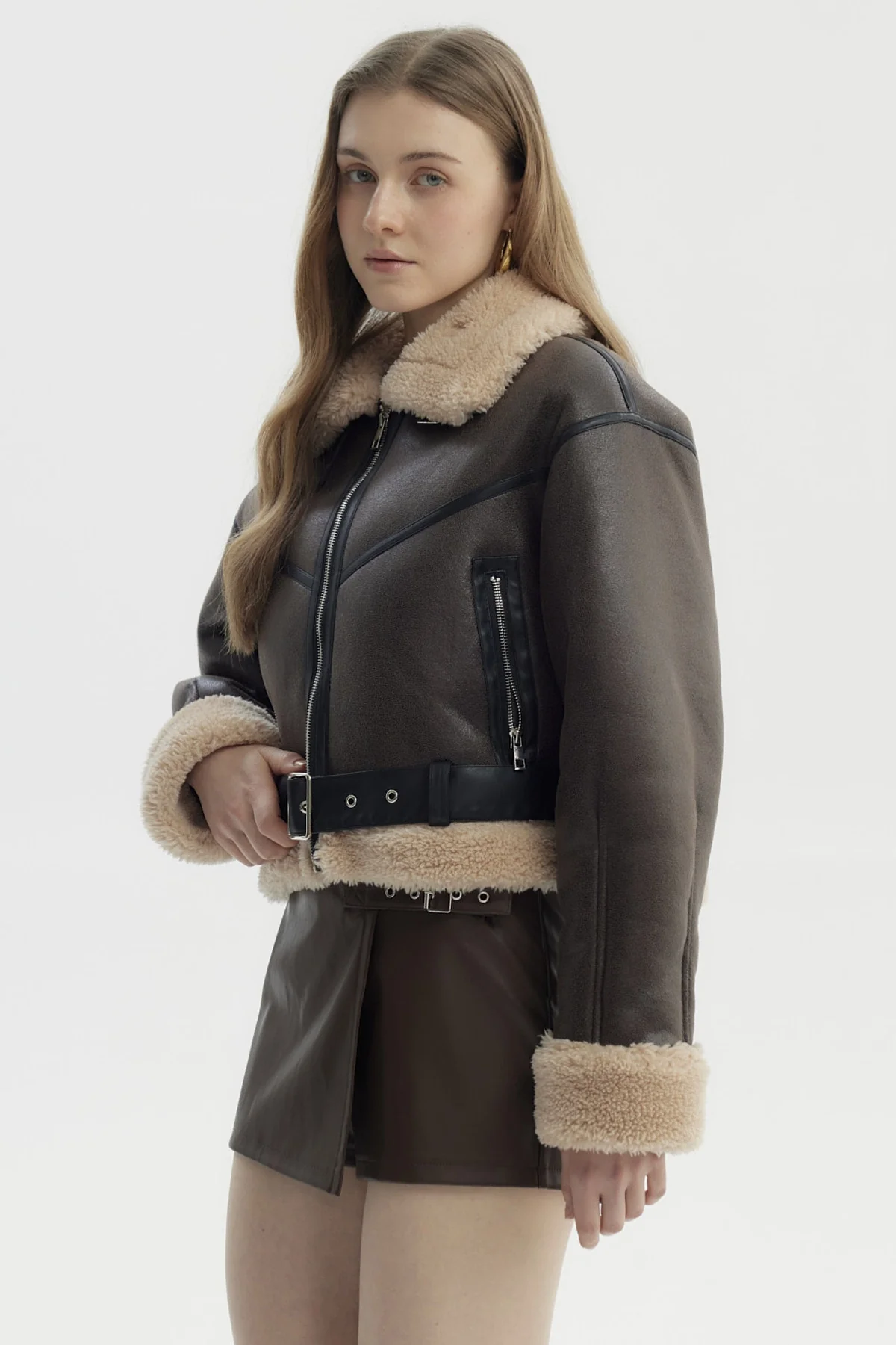 Chaqueta Mujer Aviador Café - Image 2