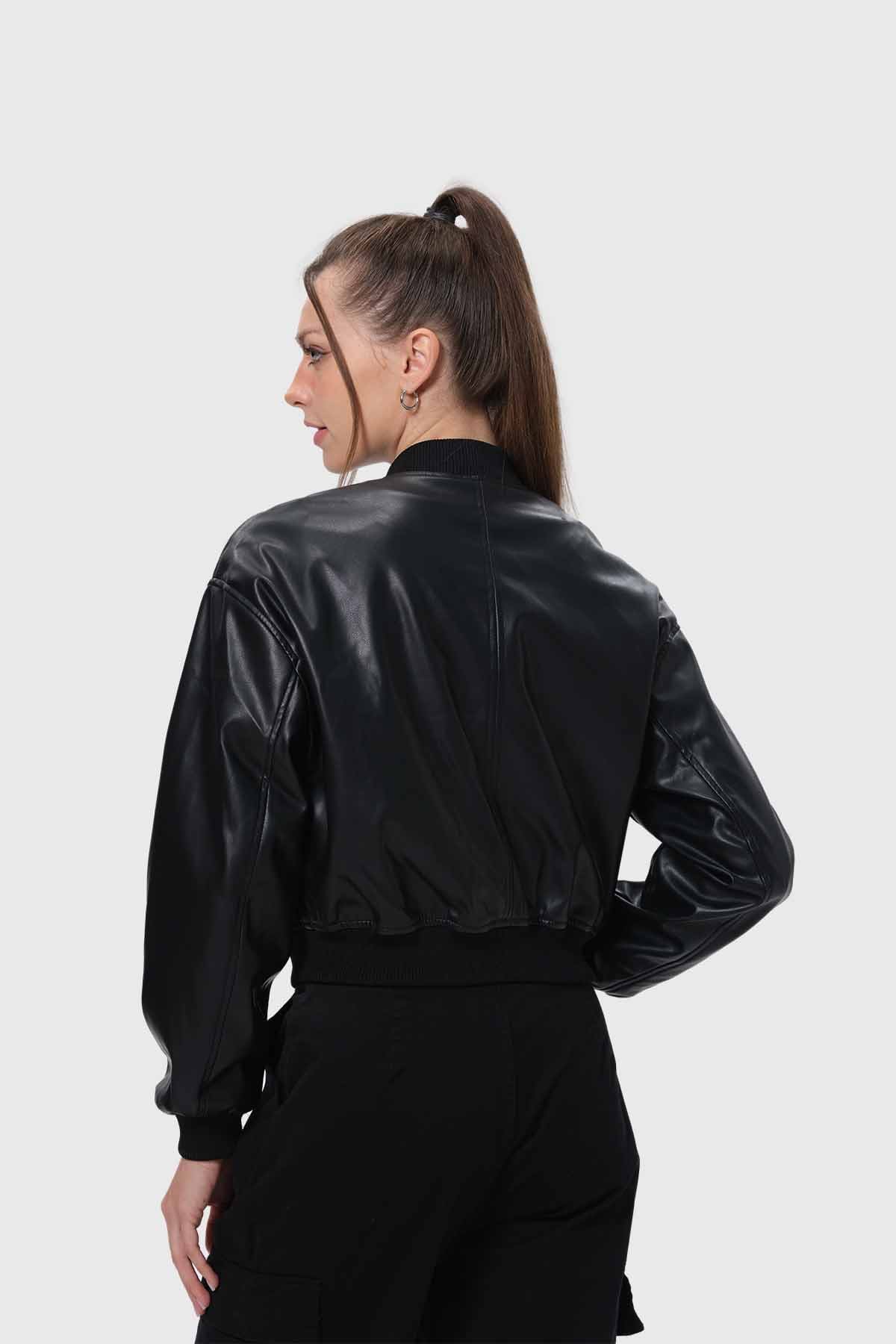 Chaqueta Mujer Bomber Negro - Image 3