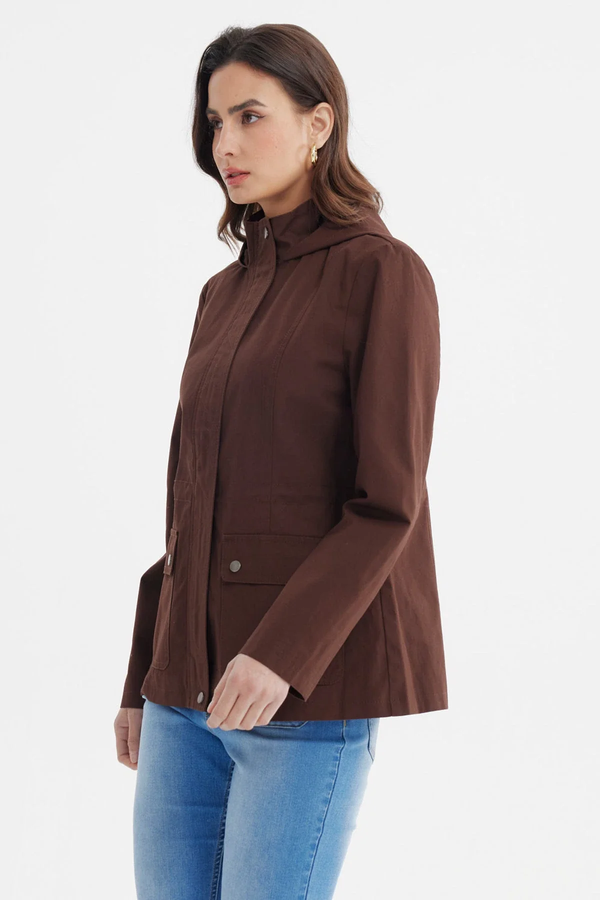 Chaqueta Mujer Con Gorro Chocolate - Image 2