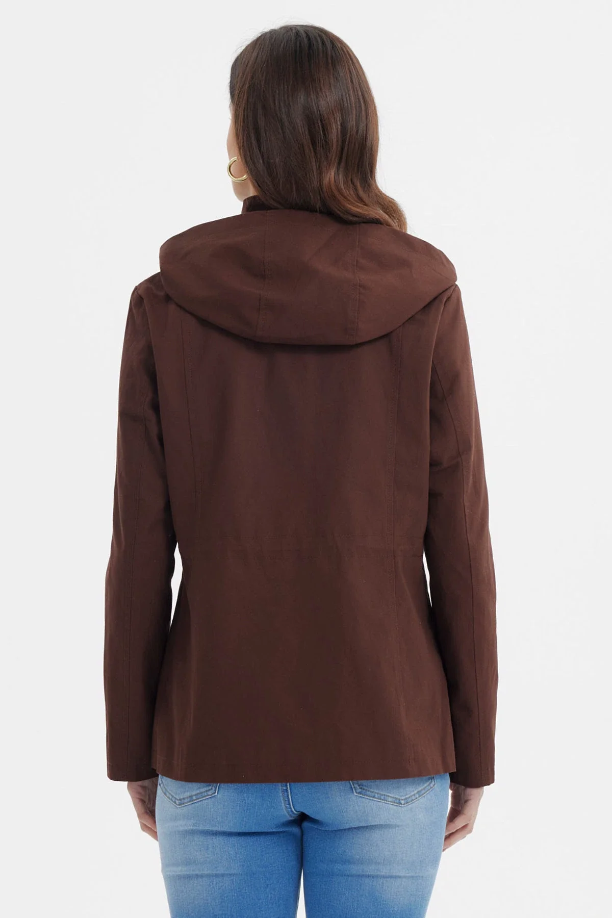 Chaqueta Mujer Con Gorro Chocolate - Image 3