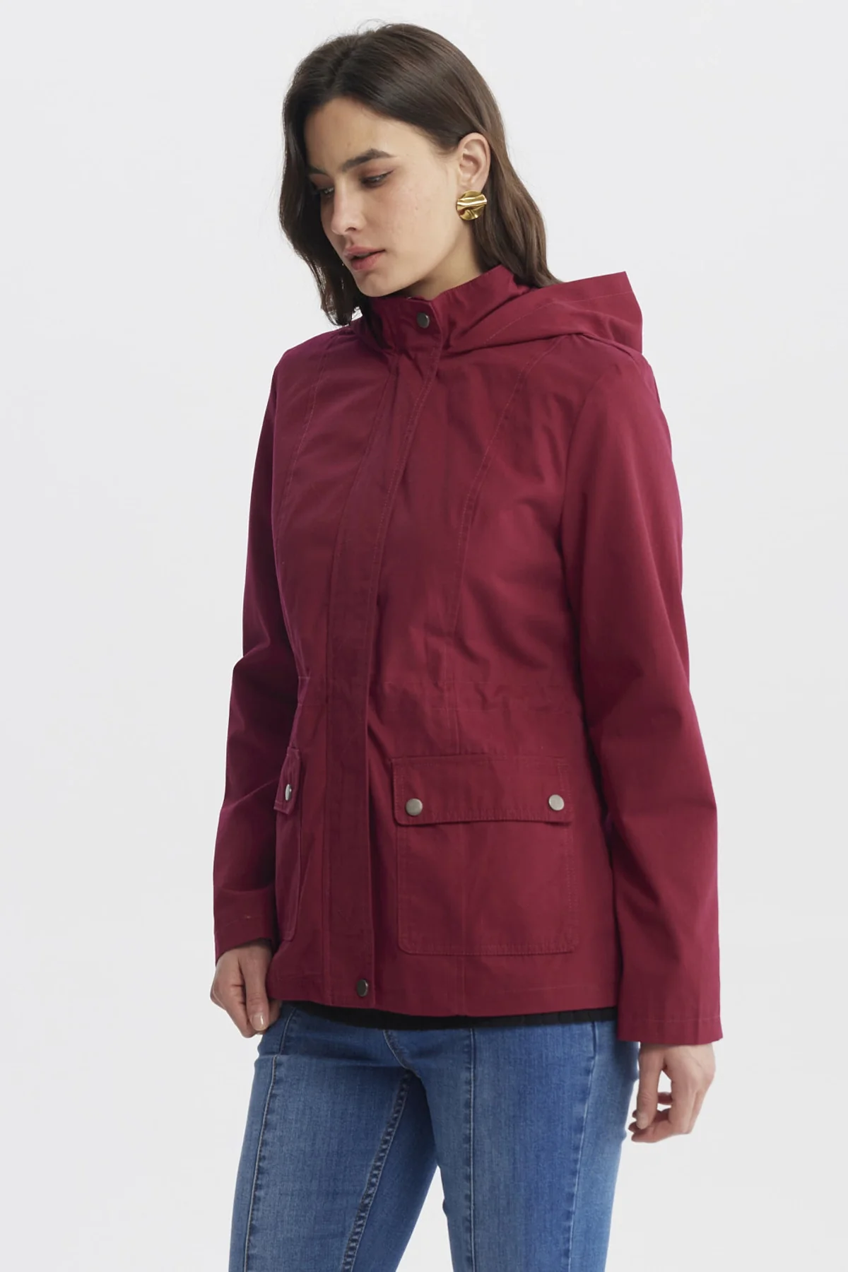 Chaqueta Mujer Con Gorro Rojo - Image 2