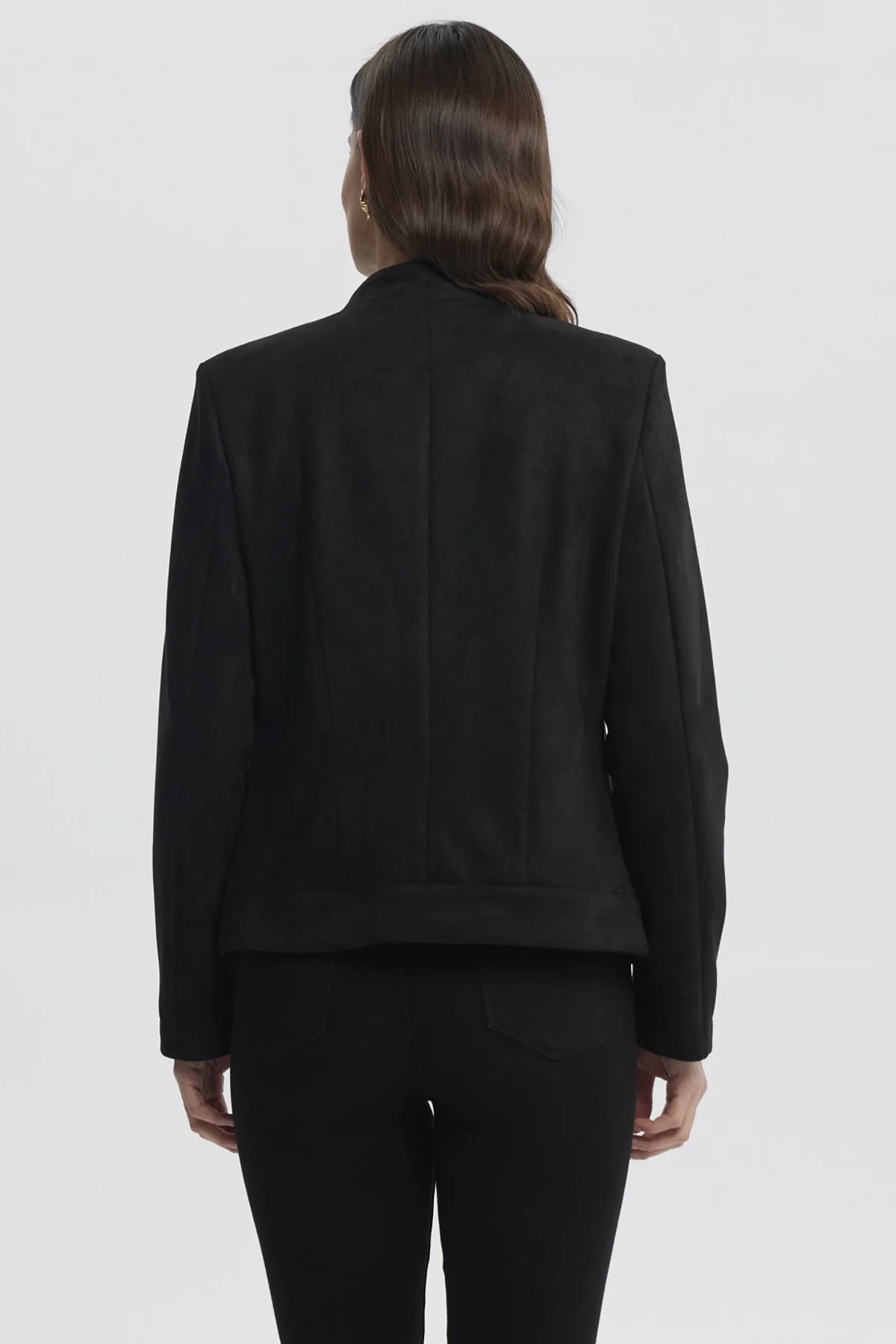 Chaqueta Mujer Cuello Apoyado Negro - Image 3