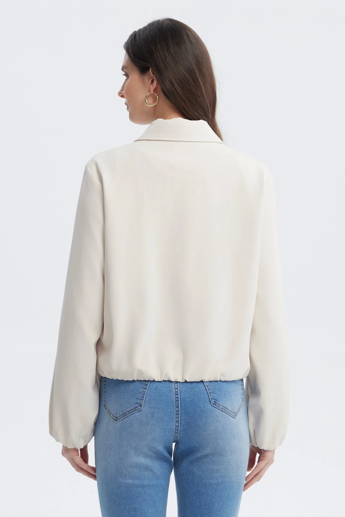 Chaqueta Mujer Cuello Camisero Arena - Image 3