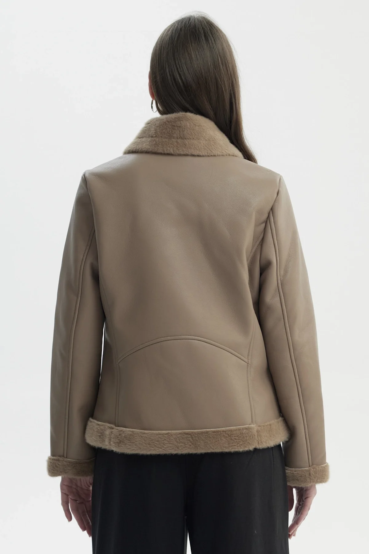 Chaqueta Mujer Cuello Camisero Beige - Image 3