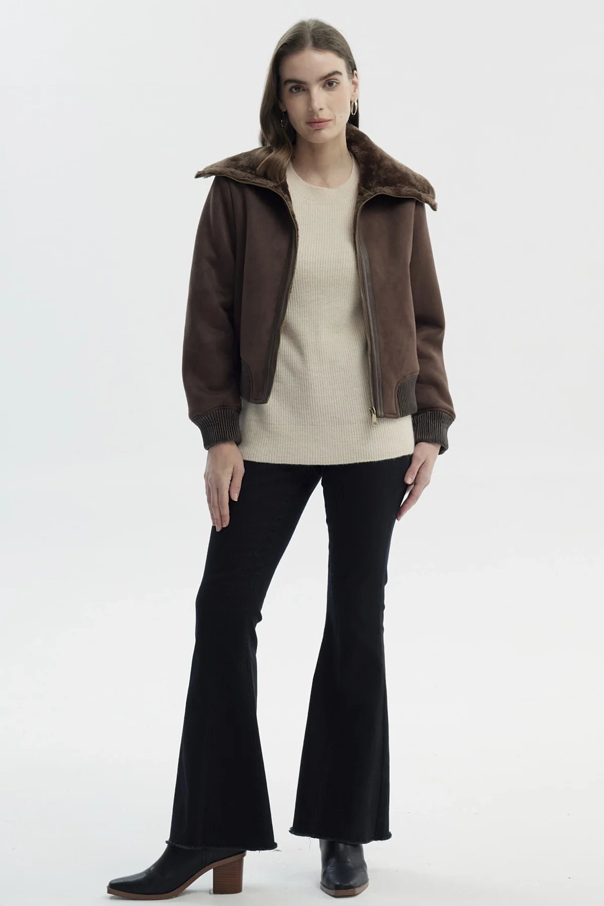 Chaqueta Mujer Cuello Camisero Café - Image 4