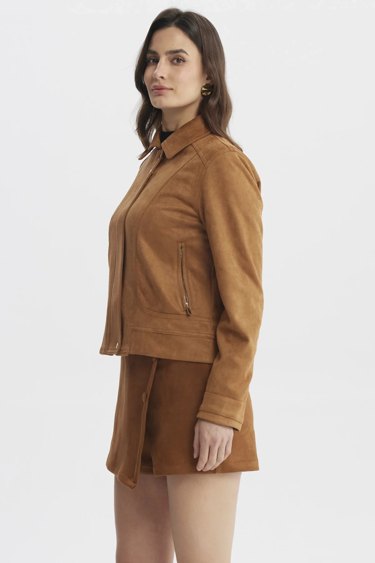 Chaqueta Mujer Cuello Camisero Camel - Image 2