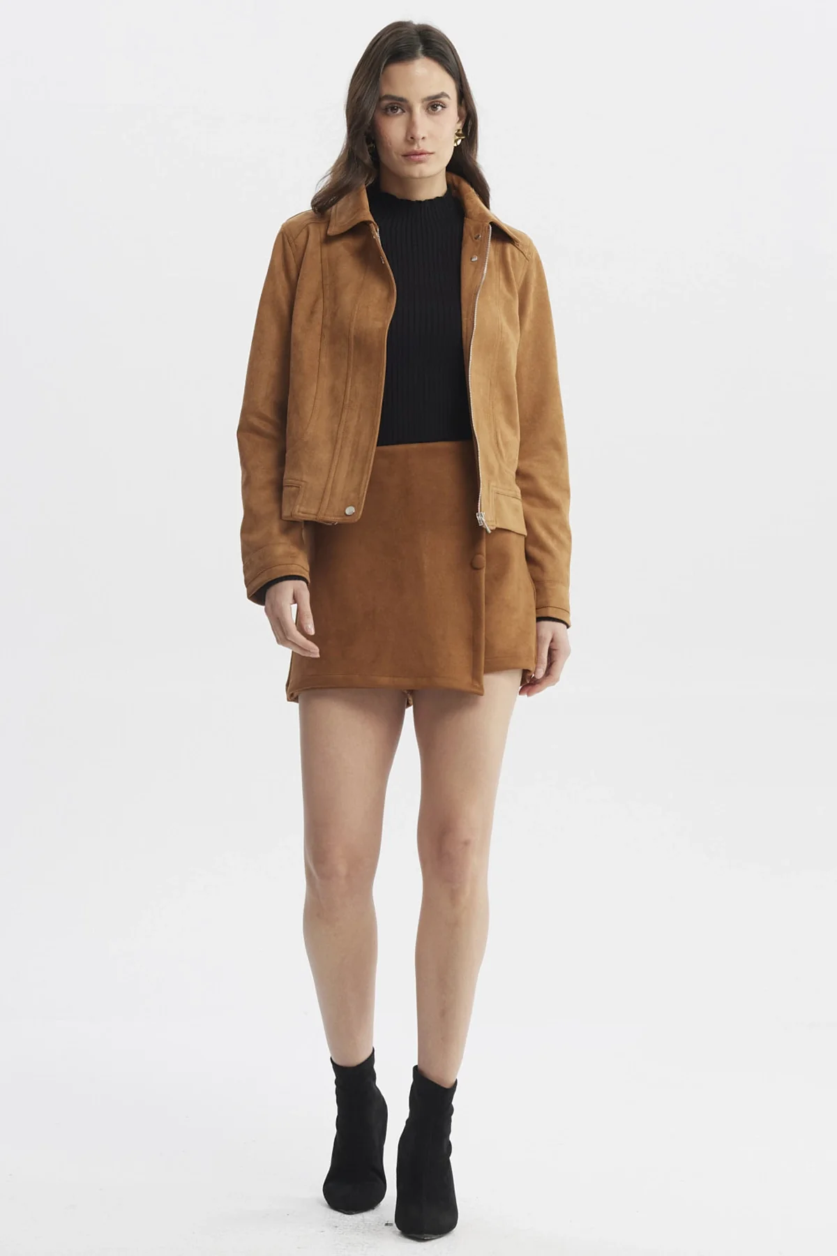 Chaqueta Mujer Cuello Camisero Camel - Image 4