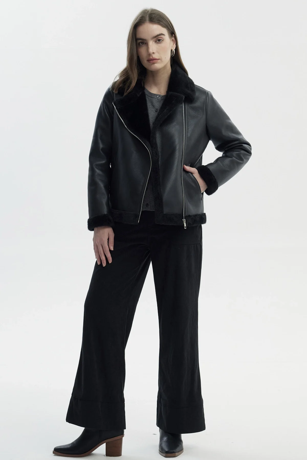 Chaqueta Mujer Cuello Camisero Negro - Image 4