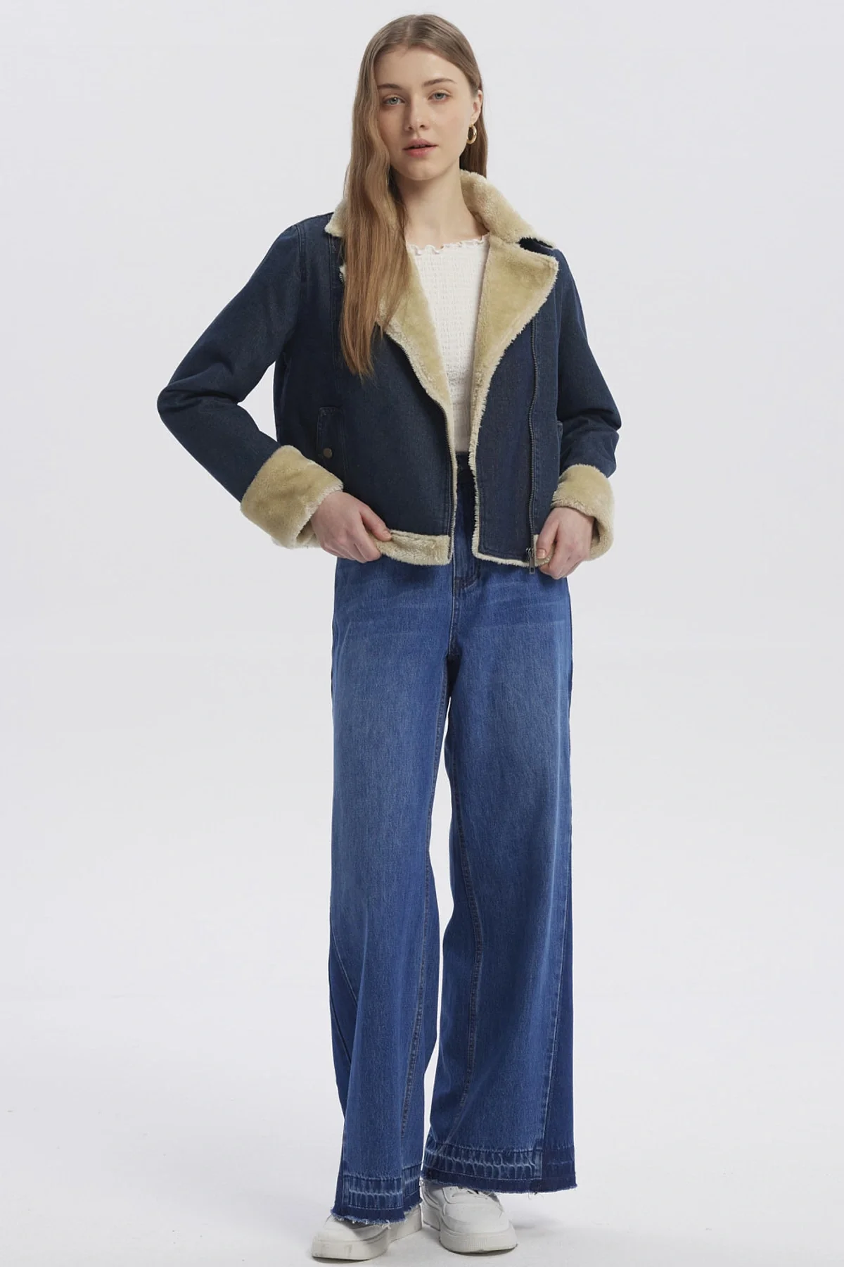 Chaqueta Mujer Cuello De Solapa Azul Oscuro - Image 4