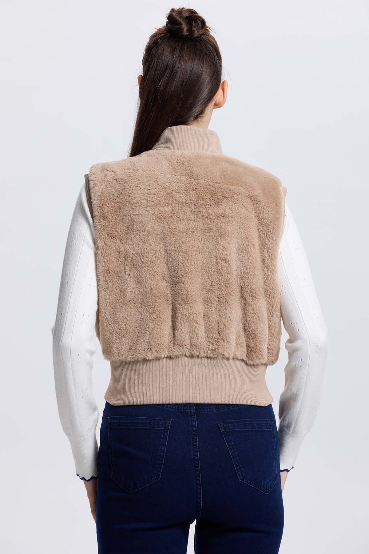 Chaqueta Mujer Juvenil Sin Mangas Beige - Image 3