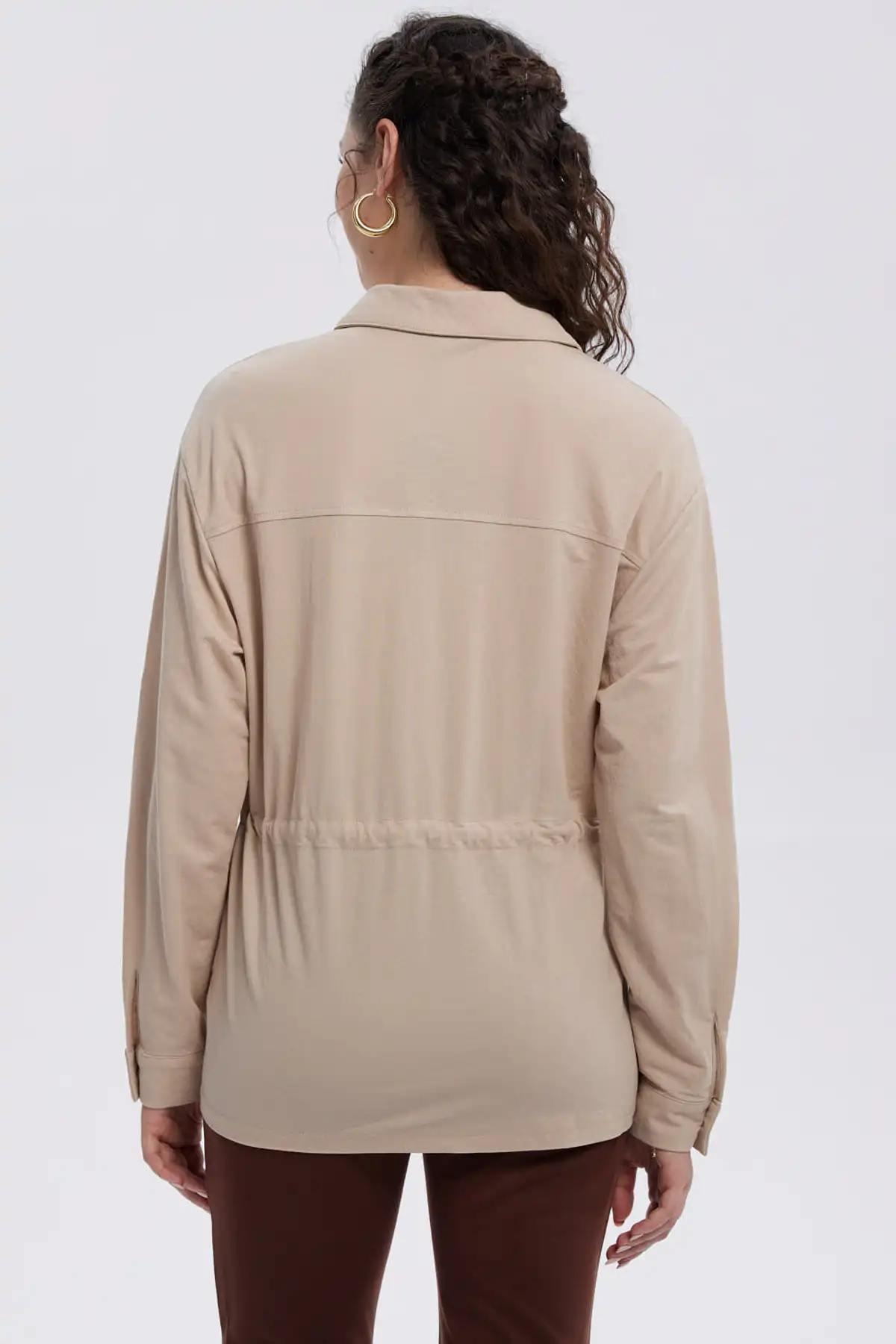 Chaqueta Mujer Over Shirt Beige - Image 3