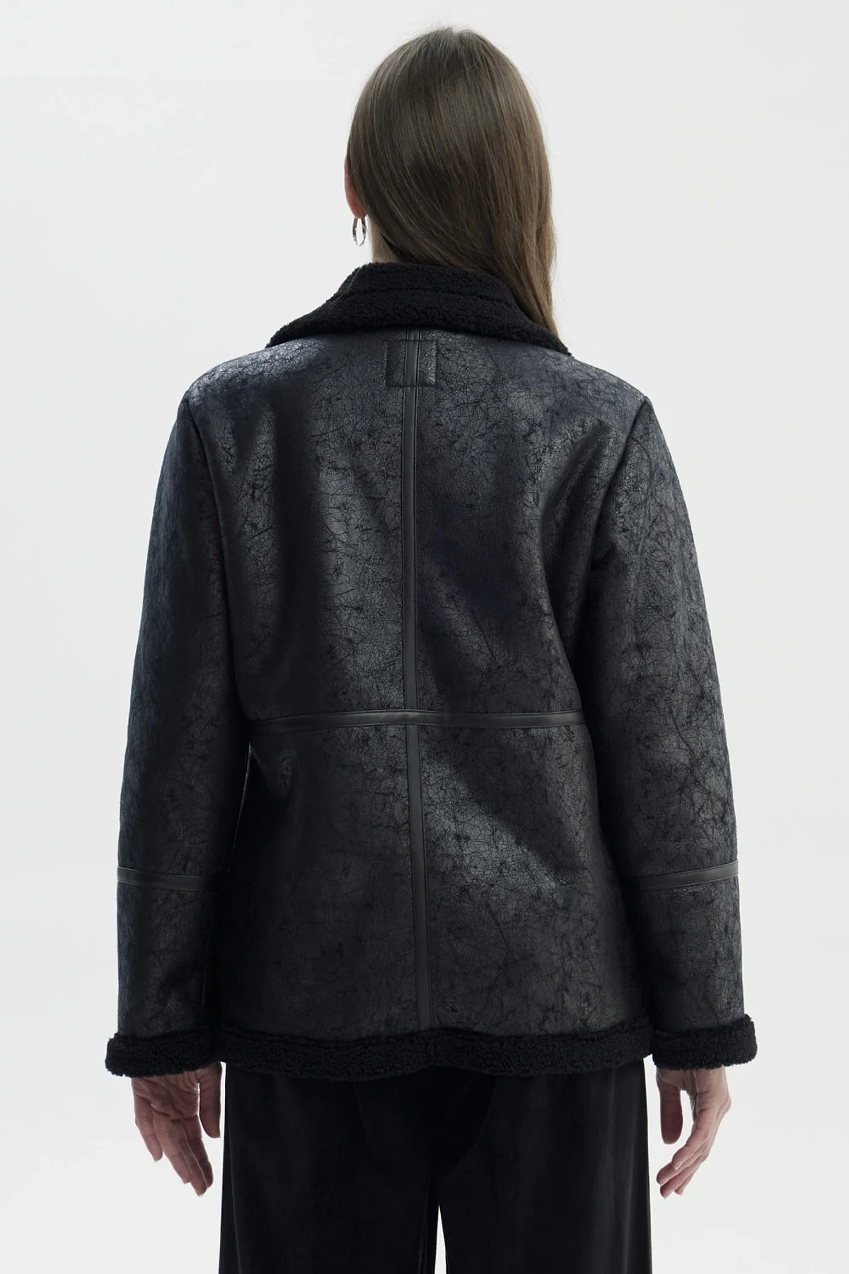 Chaqueta Mujer Oversize Cuello Camisero Negro - Image 3