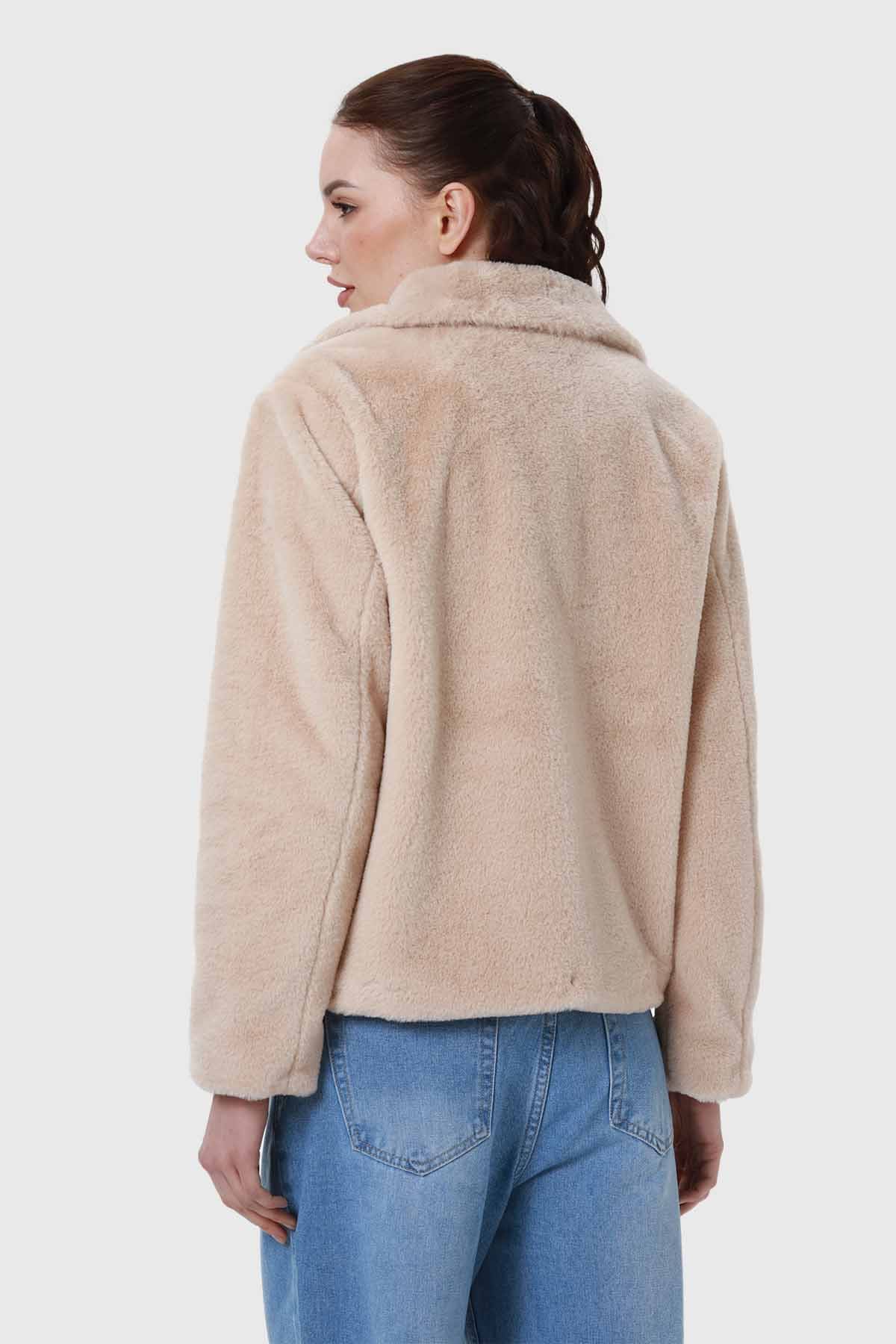 Chaqueta Mujer Pelo Si Beige - Image 3