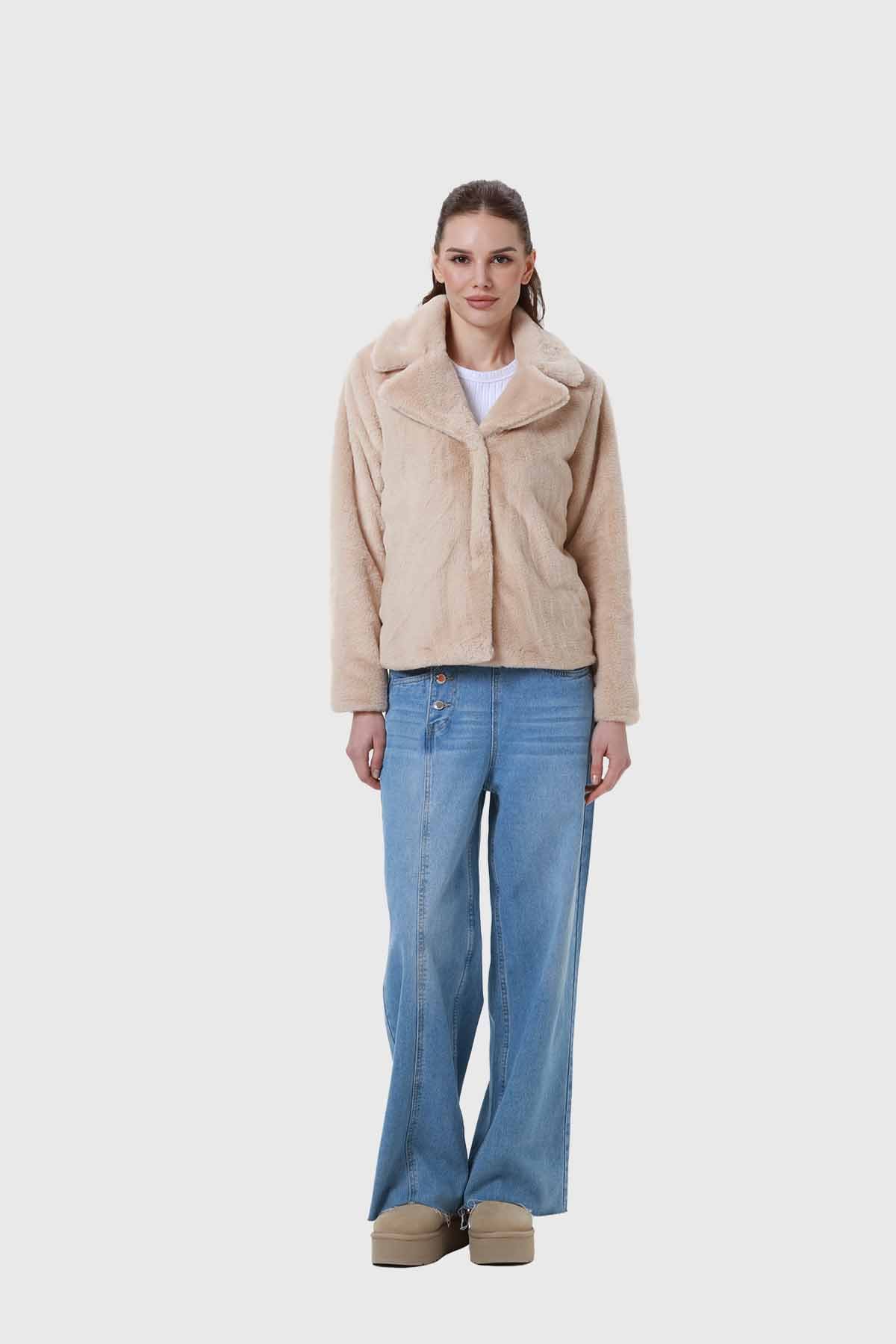 Chaqueta Mujer Pelo Si Beige - Image 4