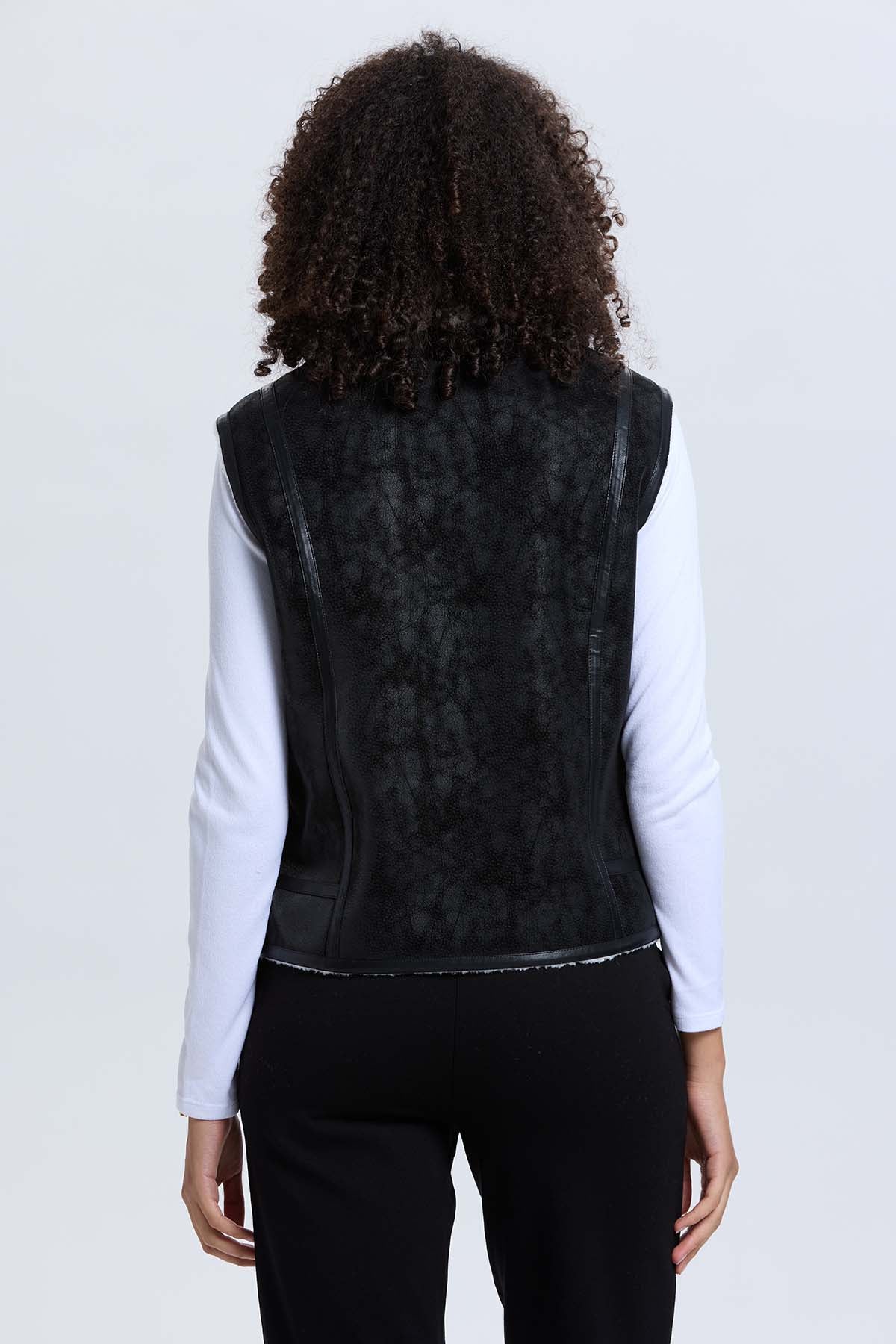 Chaqueta Mujer Efecto Cuero Bonded Negro - Image 3