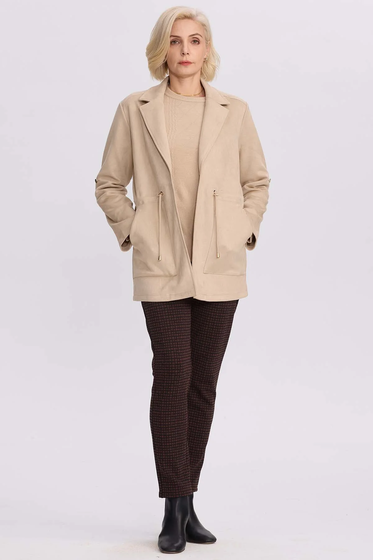 Chaqueta Mujer Recogido Beige - Image 4