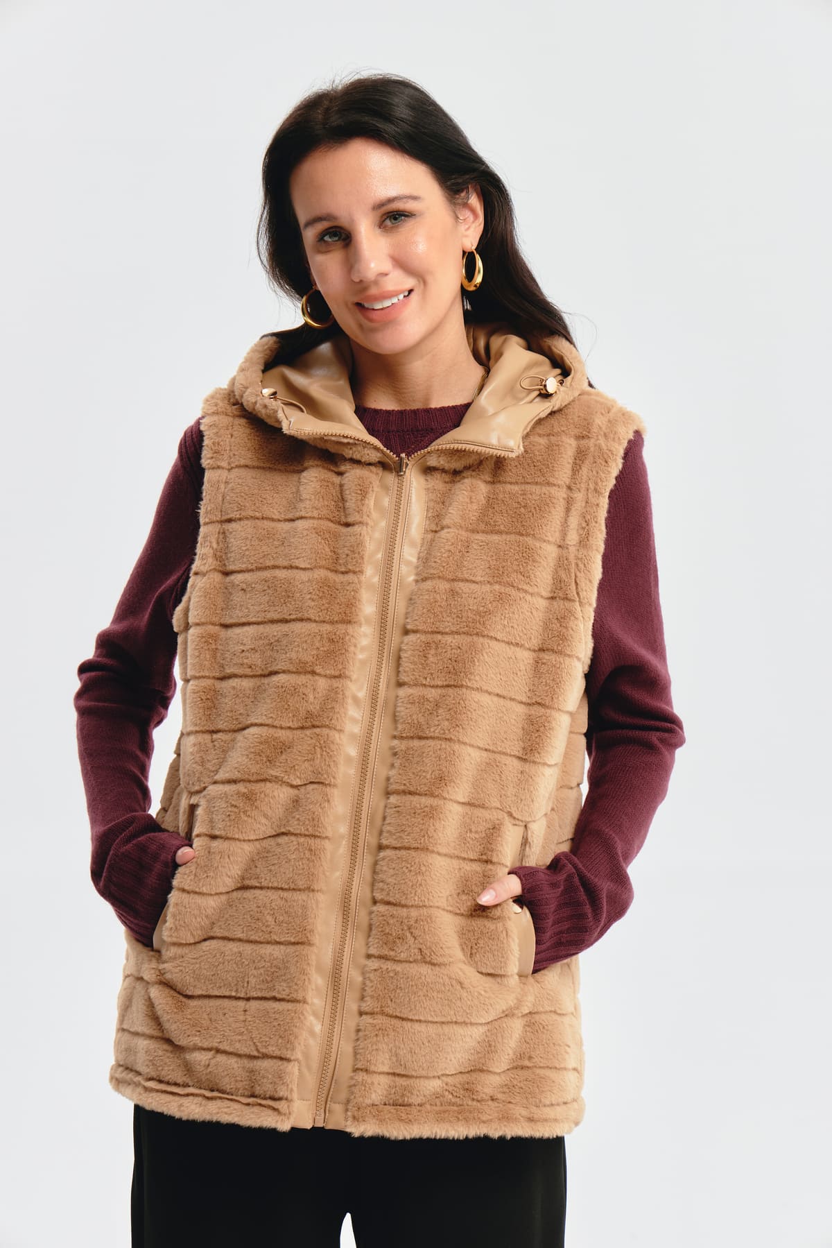Chaqueta Mujer Slim Reversible Beige - Image 2