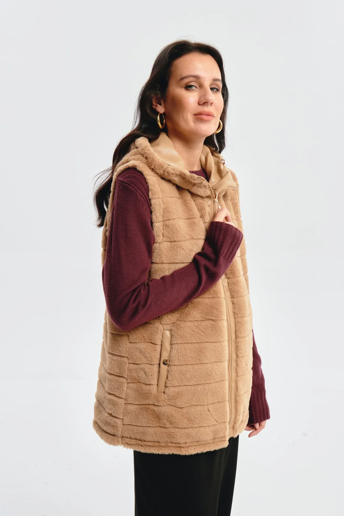 Chaqueta Mujer Slim Reversible Beige - Image 3