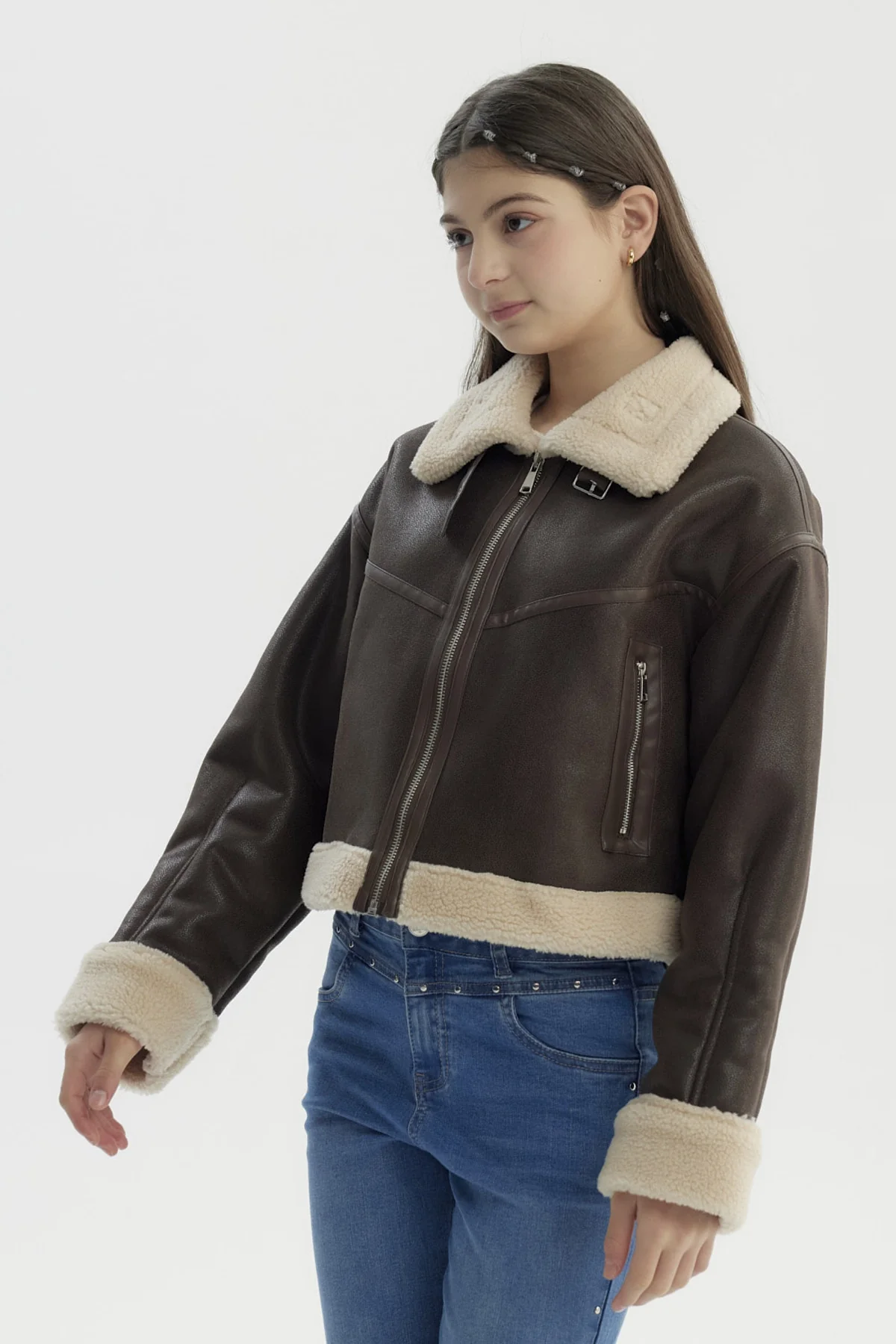 Chaqueta Niña Cuello Camisero Camel - Image 2