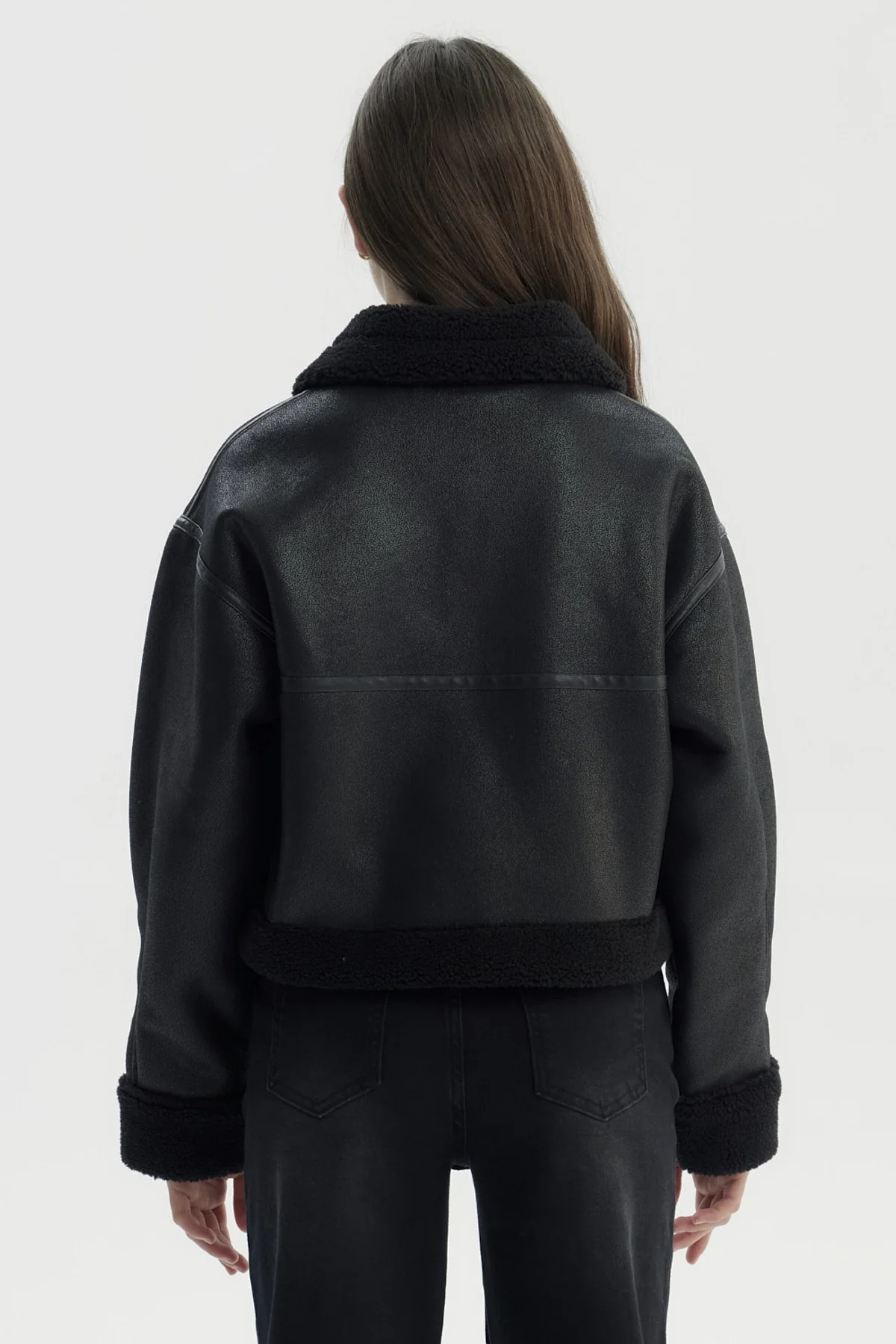 Chaqueta Niña Cuello Camisero Negro - Image 3
