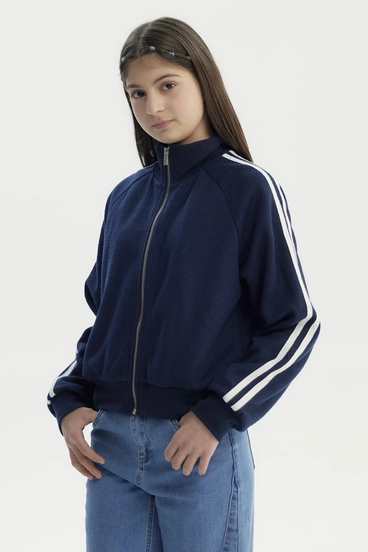 Chaqueta Niña Cuello Con Cierre Azul Marino - Image 2