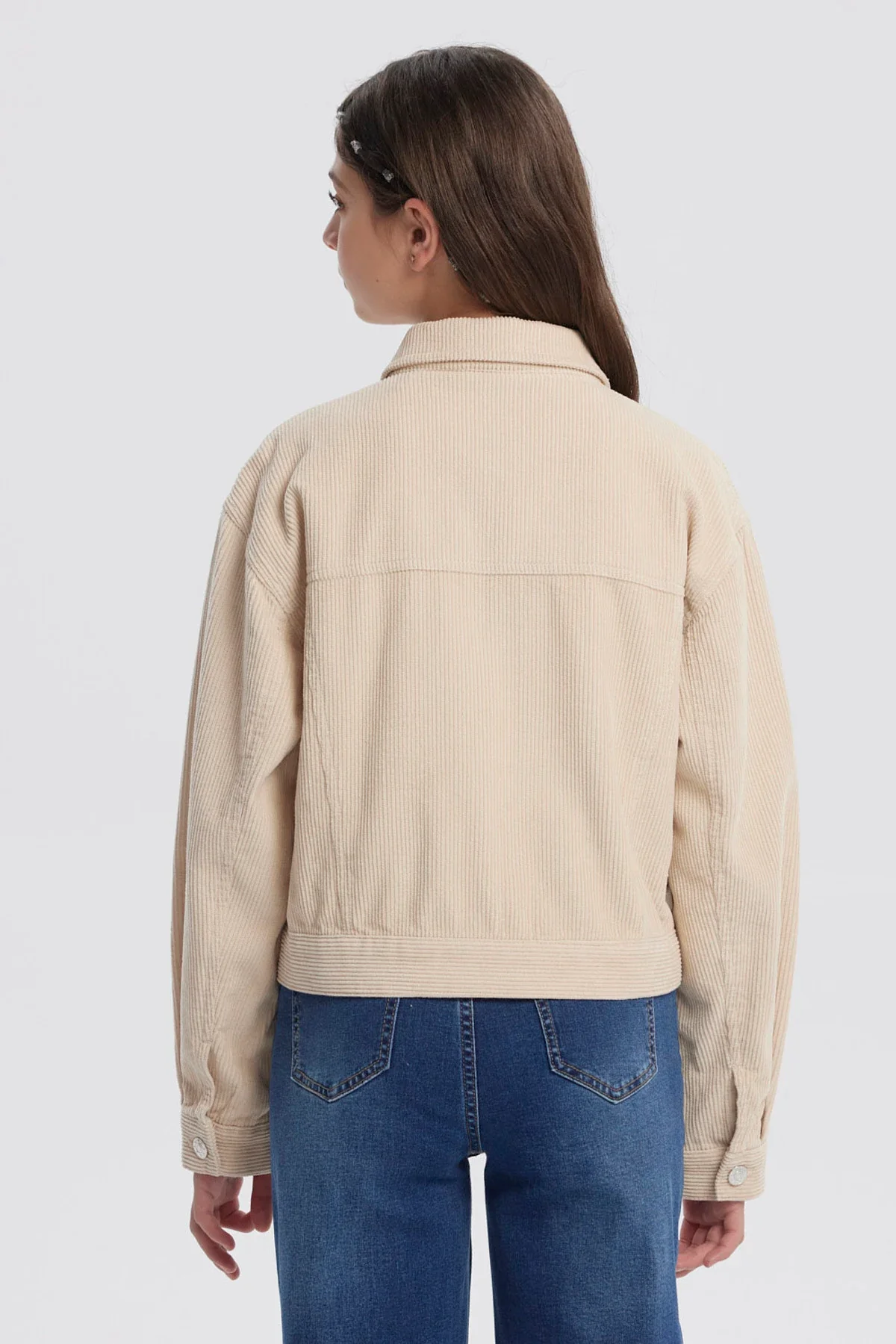 Chaqueta Niña Slim Cuello Camisero Beige - Image 3