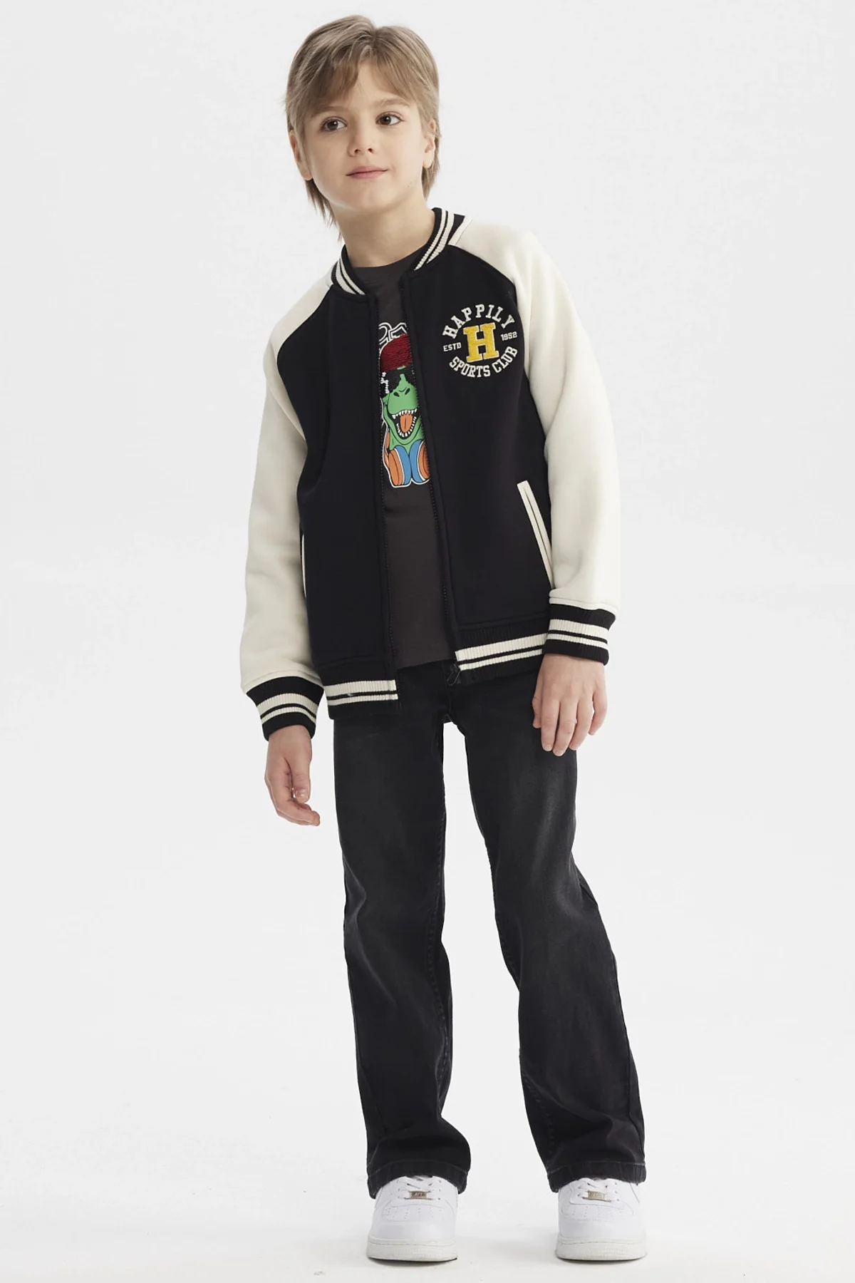 Chaqueta Niño Cuello V Negro - Image 4