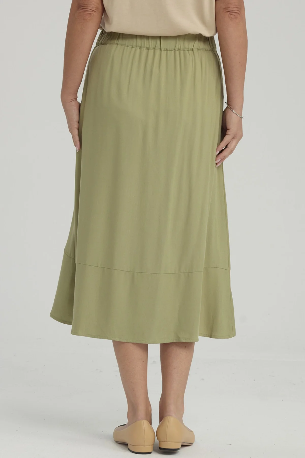 Falda Mujer Detalle Cinturón Verde Claro - Image 3