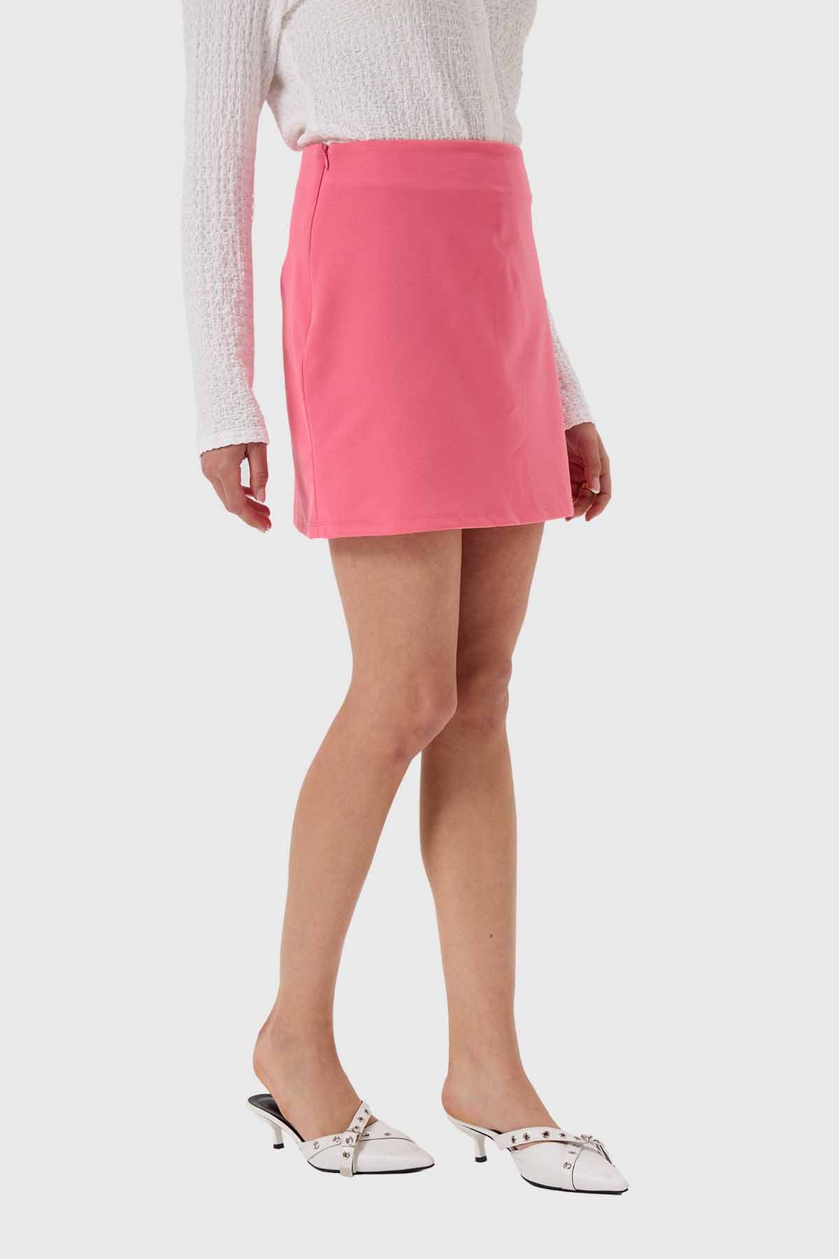 Falda Mujer Mini Short Interior Preppy Rosado - Image 2