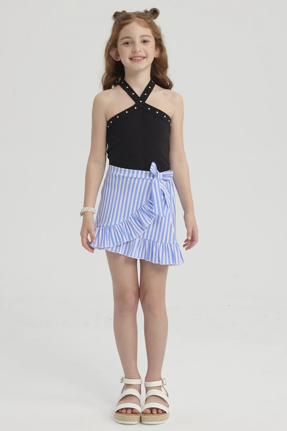Falda Niña Short Full Print Celeste - Image 4