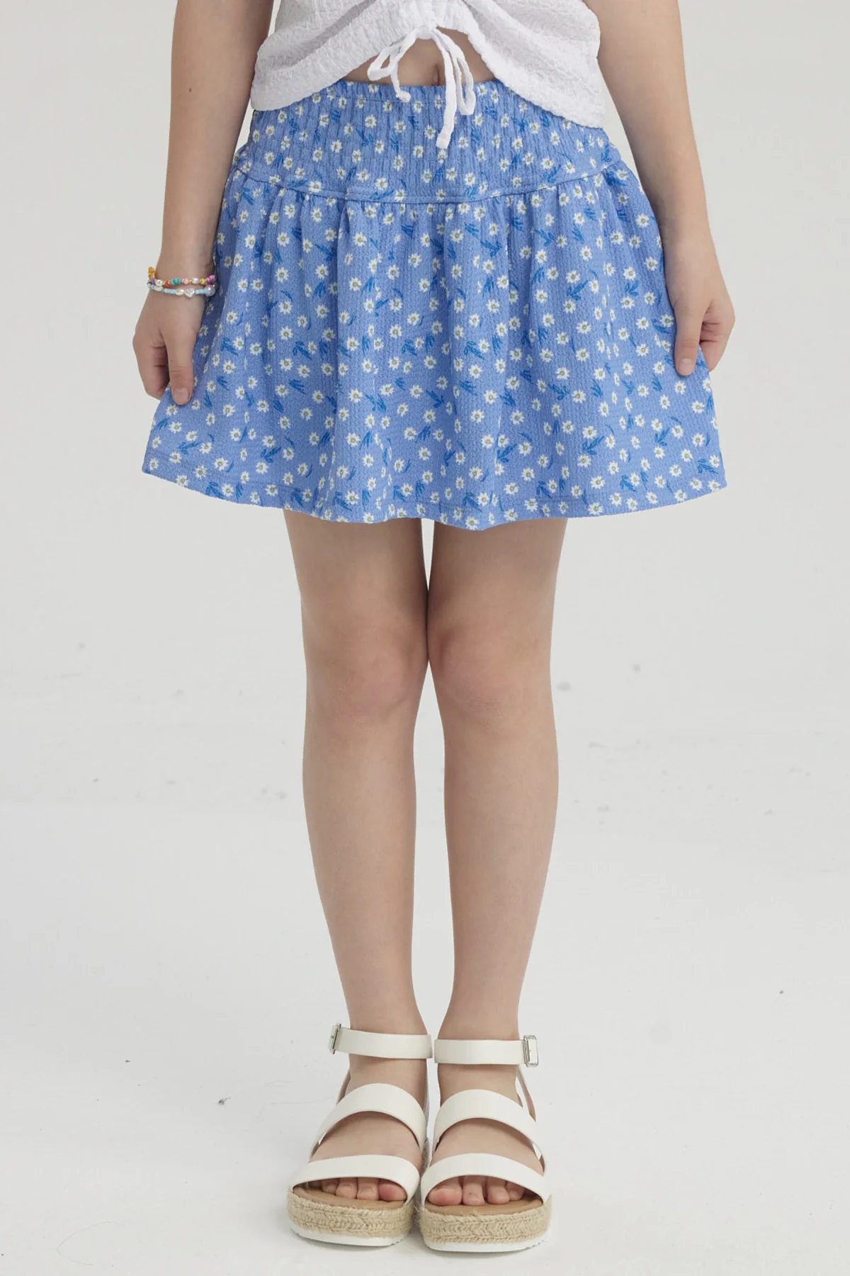 Falda Niña Short Pretina Panal Azulino